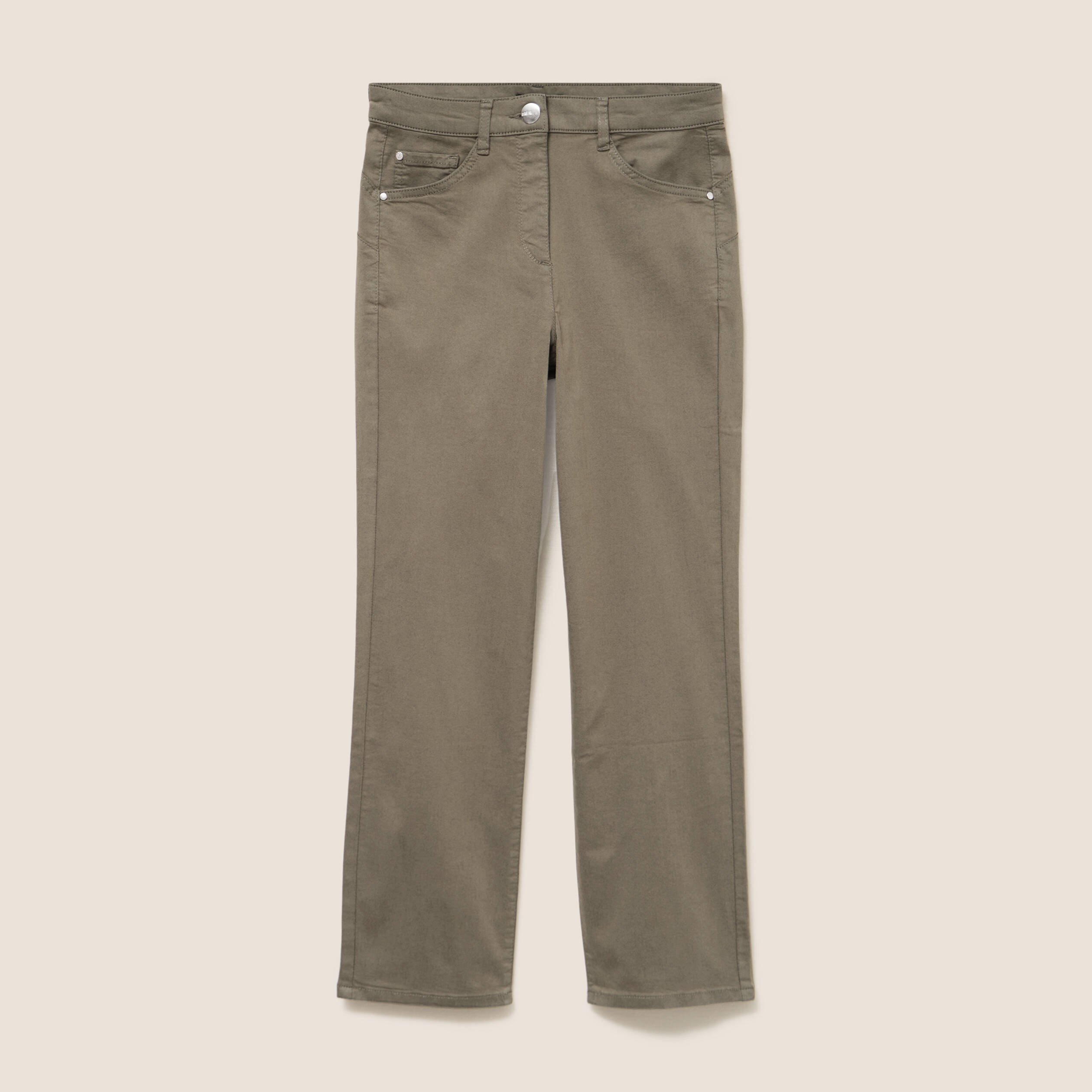 Pantalon magique Le L&eacute;ger coupe droite vert kaki femme