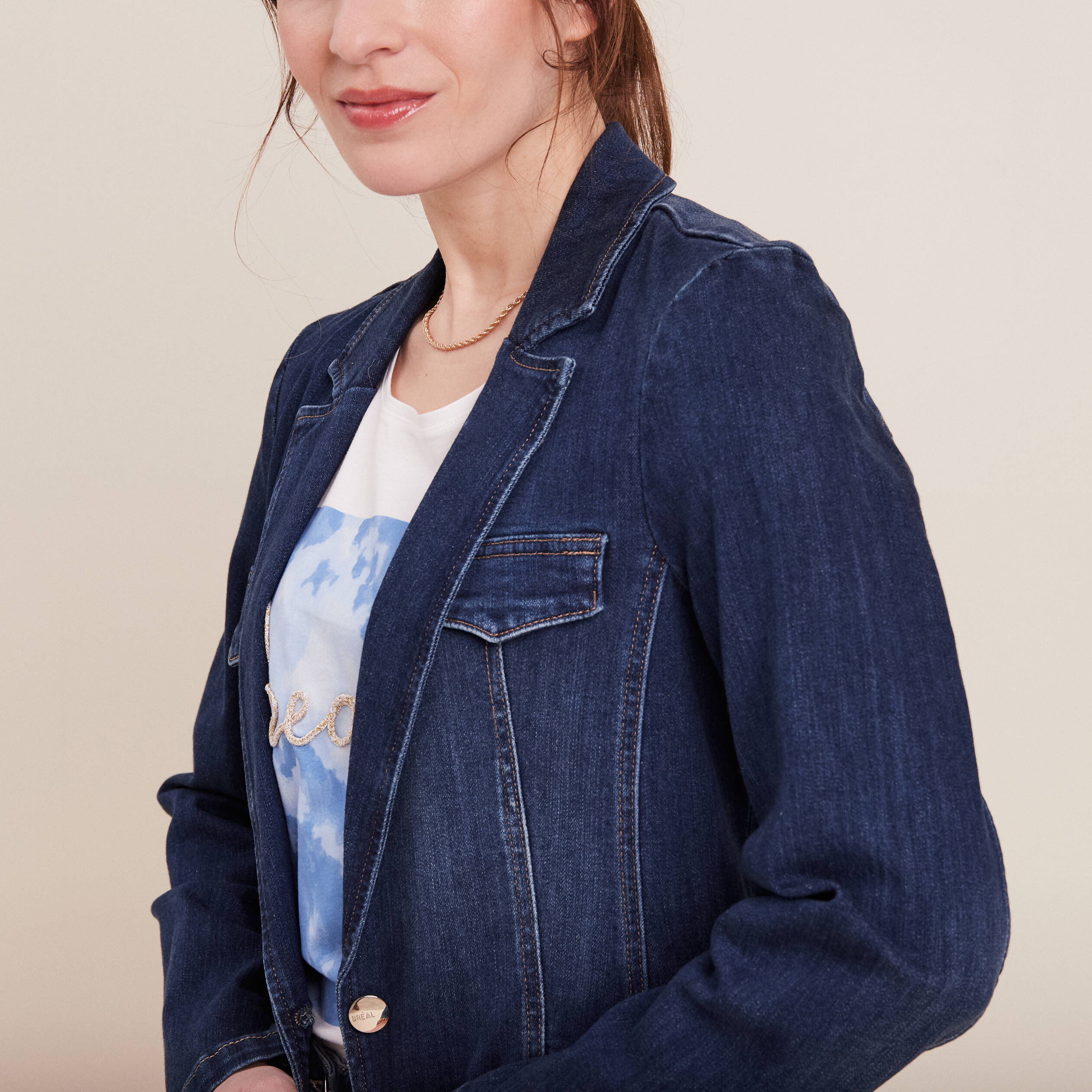 Veste tailleur jean femme deals
