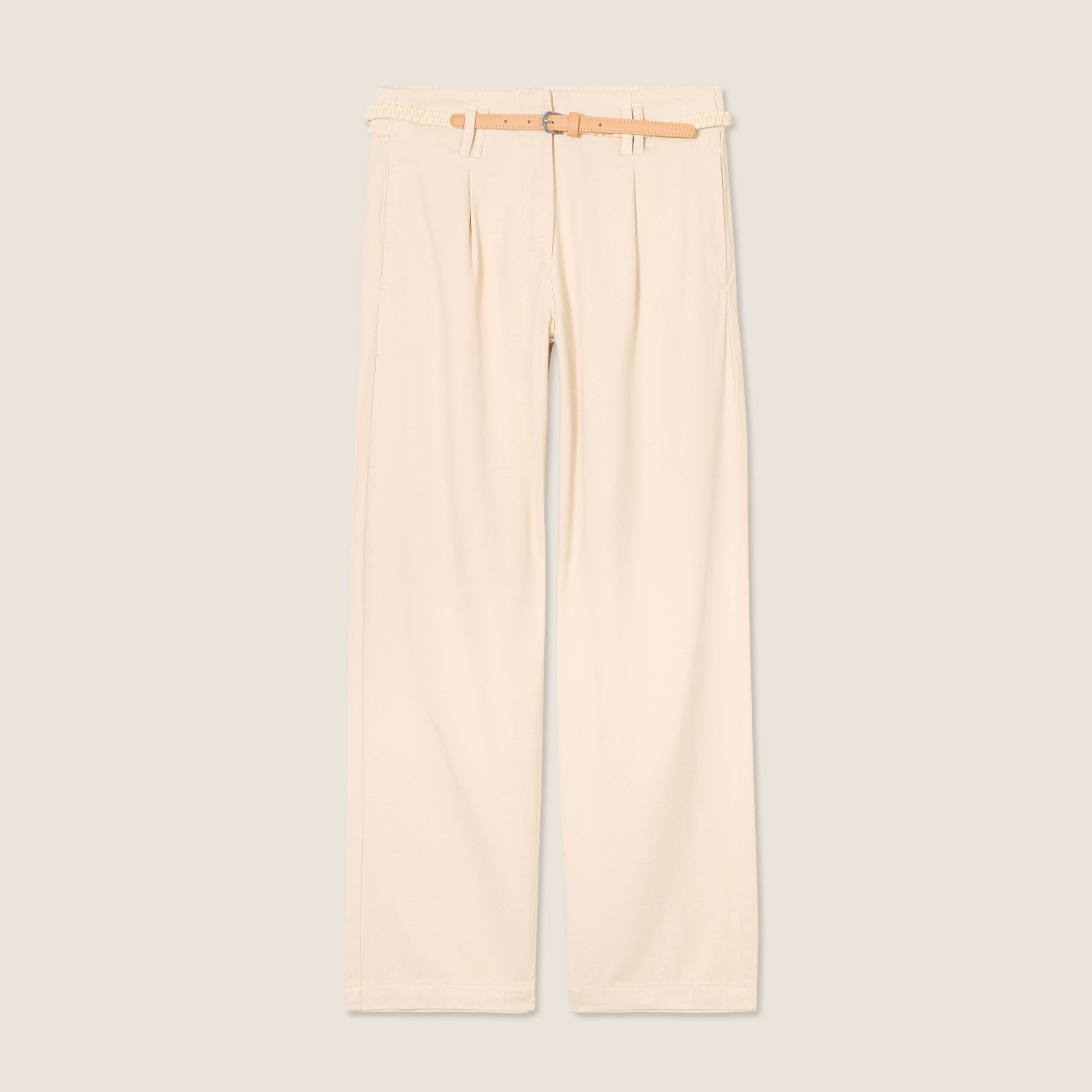 pantalon large 78eme a pinces ivoire femme Pantalon large 7/8ème à pinces ivoire femme