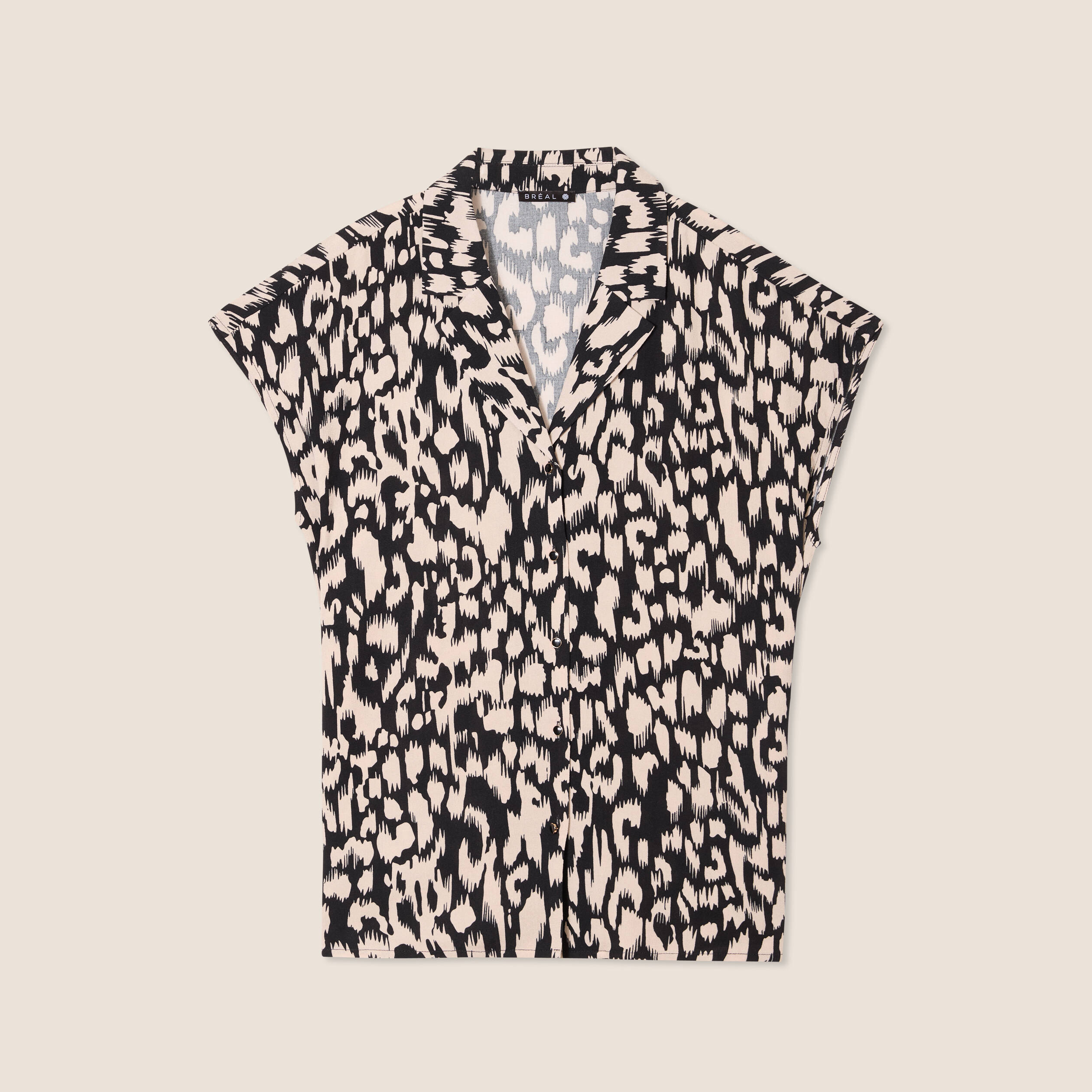 Chemise cr&ecirc;pe manches courtes noir femme