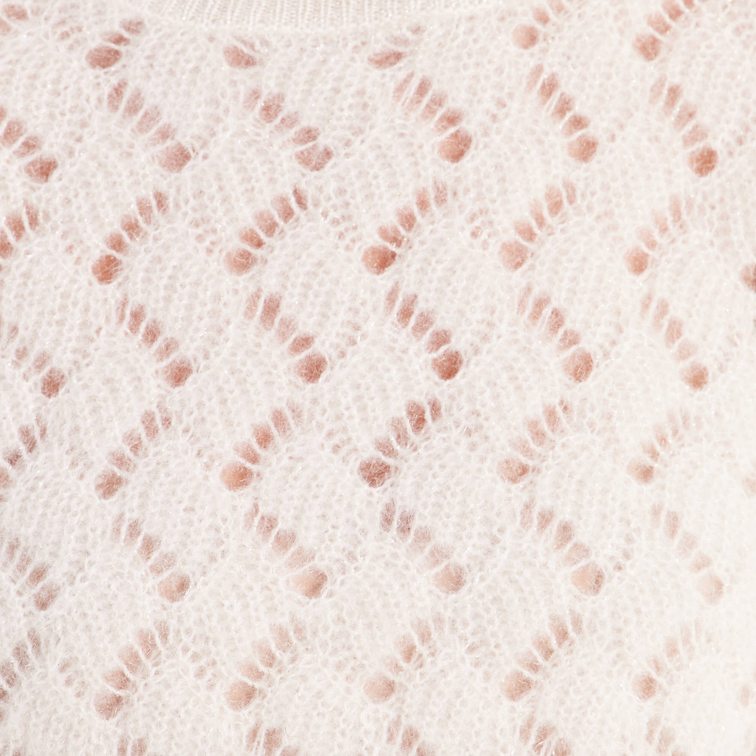 Pull manches longues ajour&eacute; ecru femme