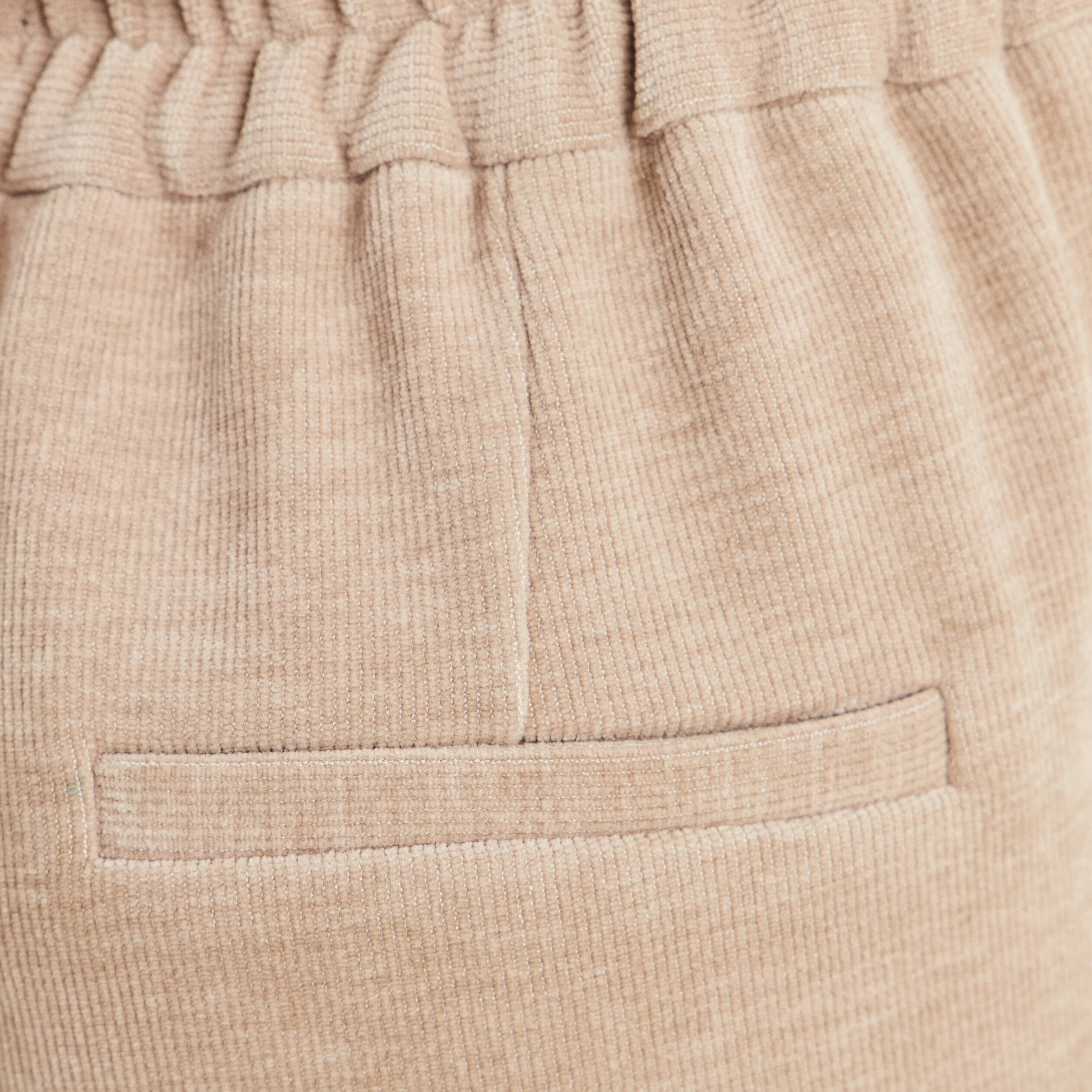 Pantalon loose en velours beige femme