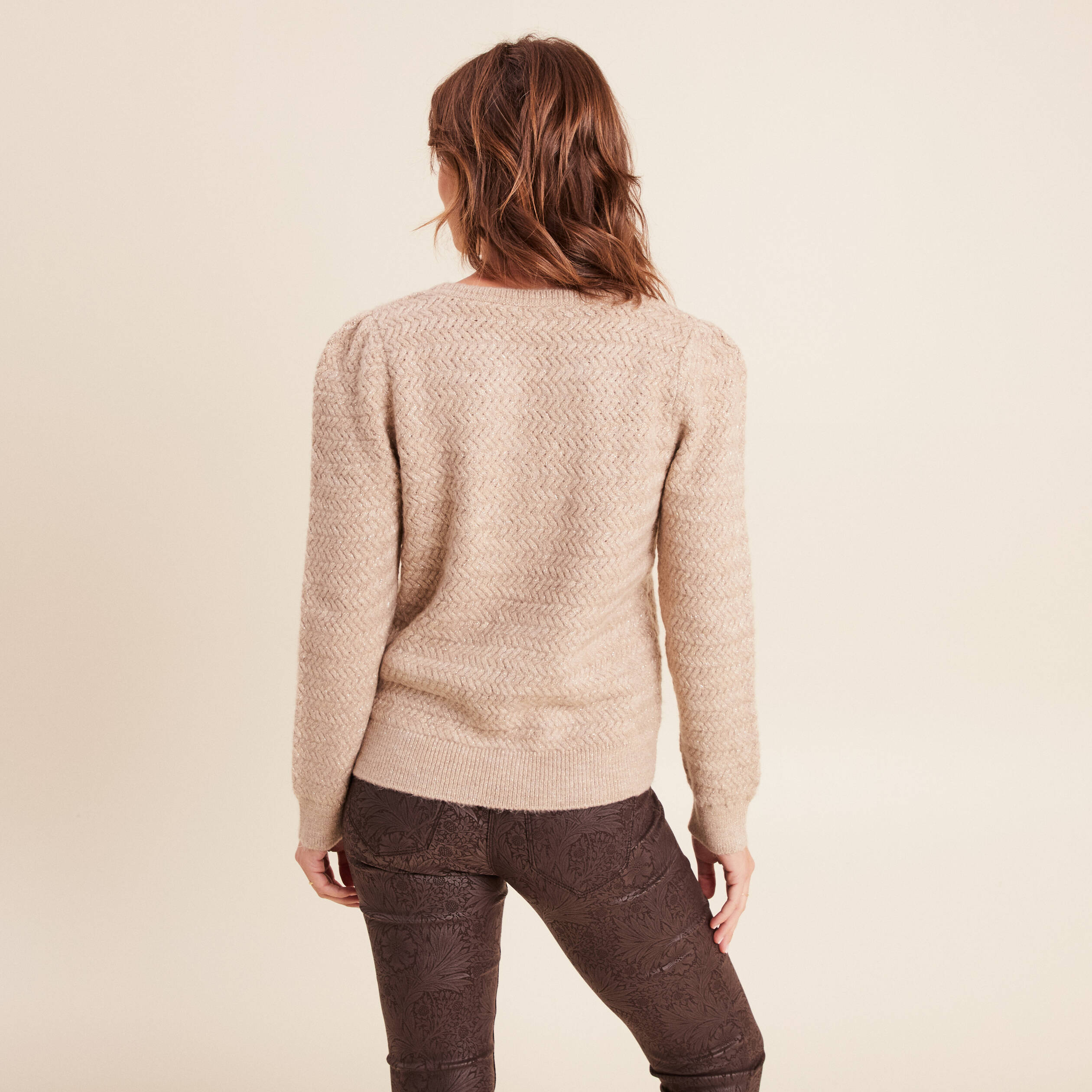 Pull en cachemire beige pour femme - Cachemire Il Borgo