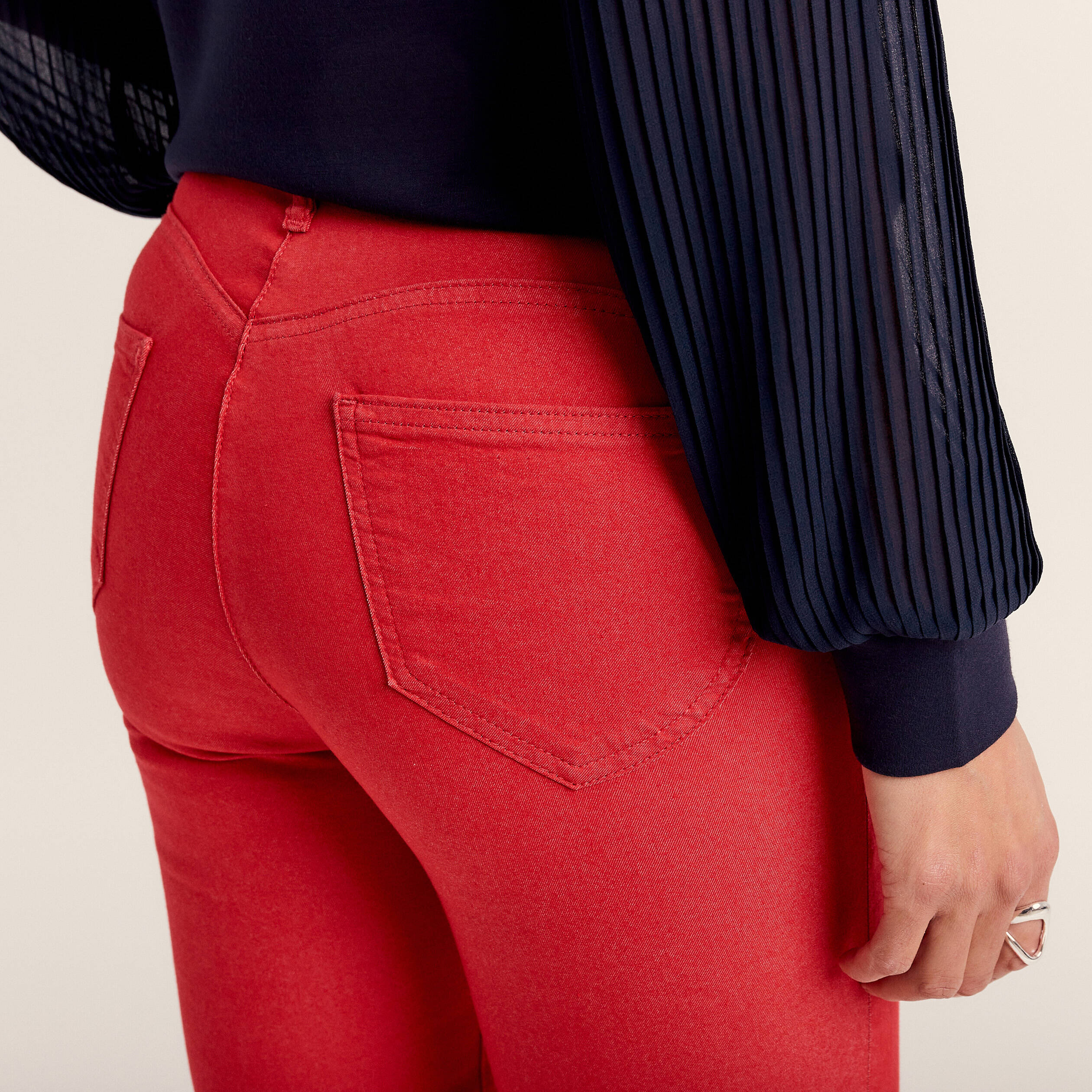 Pantalon léger taille standard 7/8ème rouge femme
