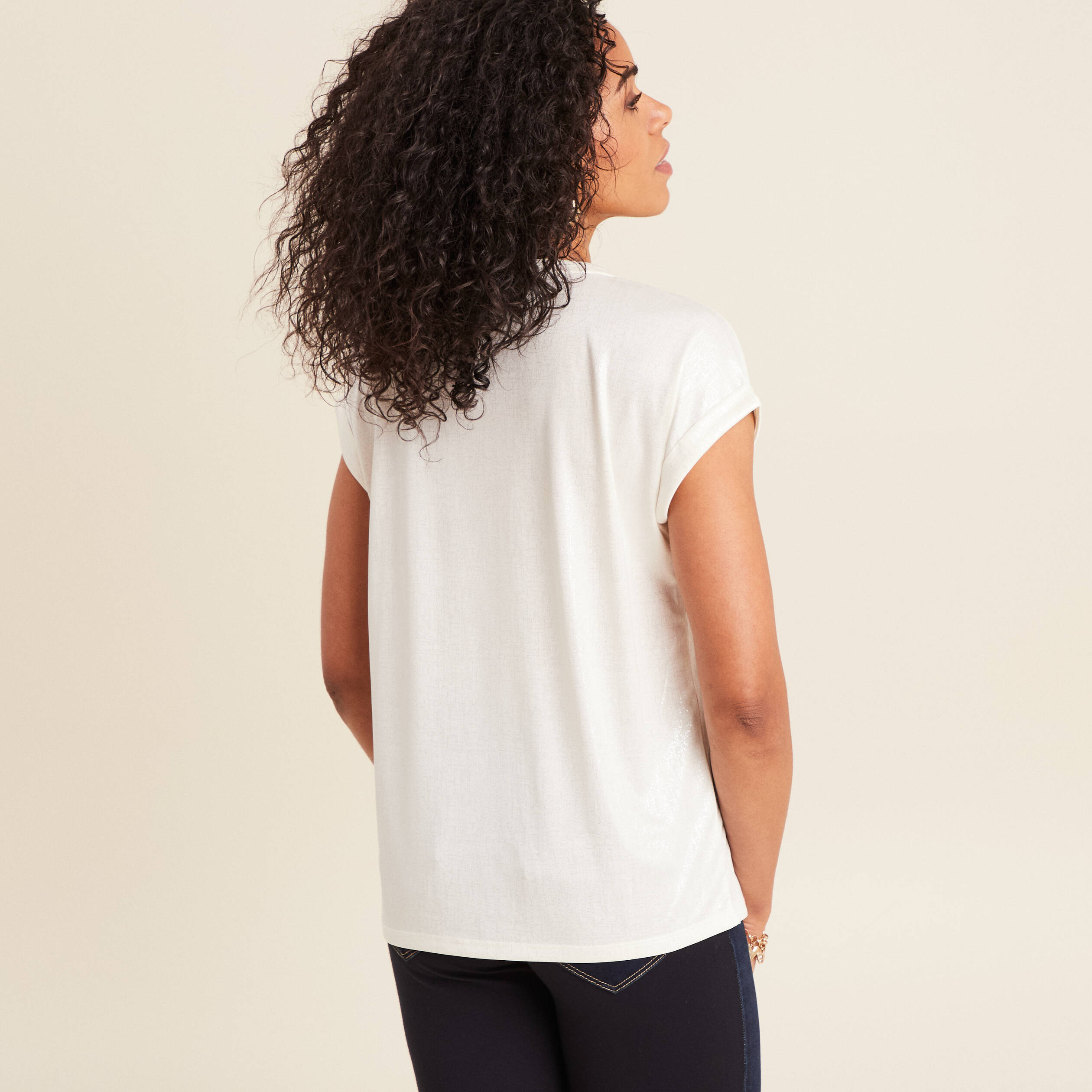 T-shirt manches courtes ecru femme