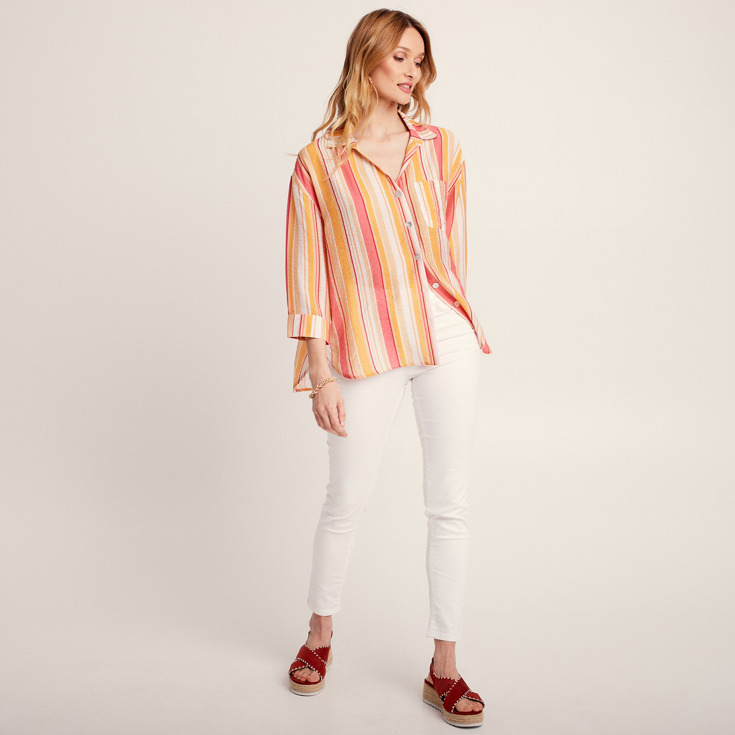 chemise manches 34 multicolore femme Chemise manches 3/4 multicolore femme