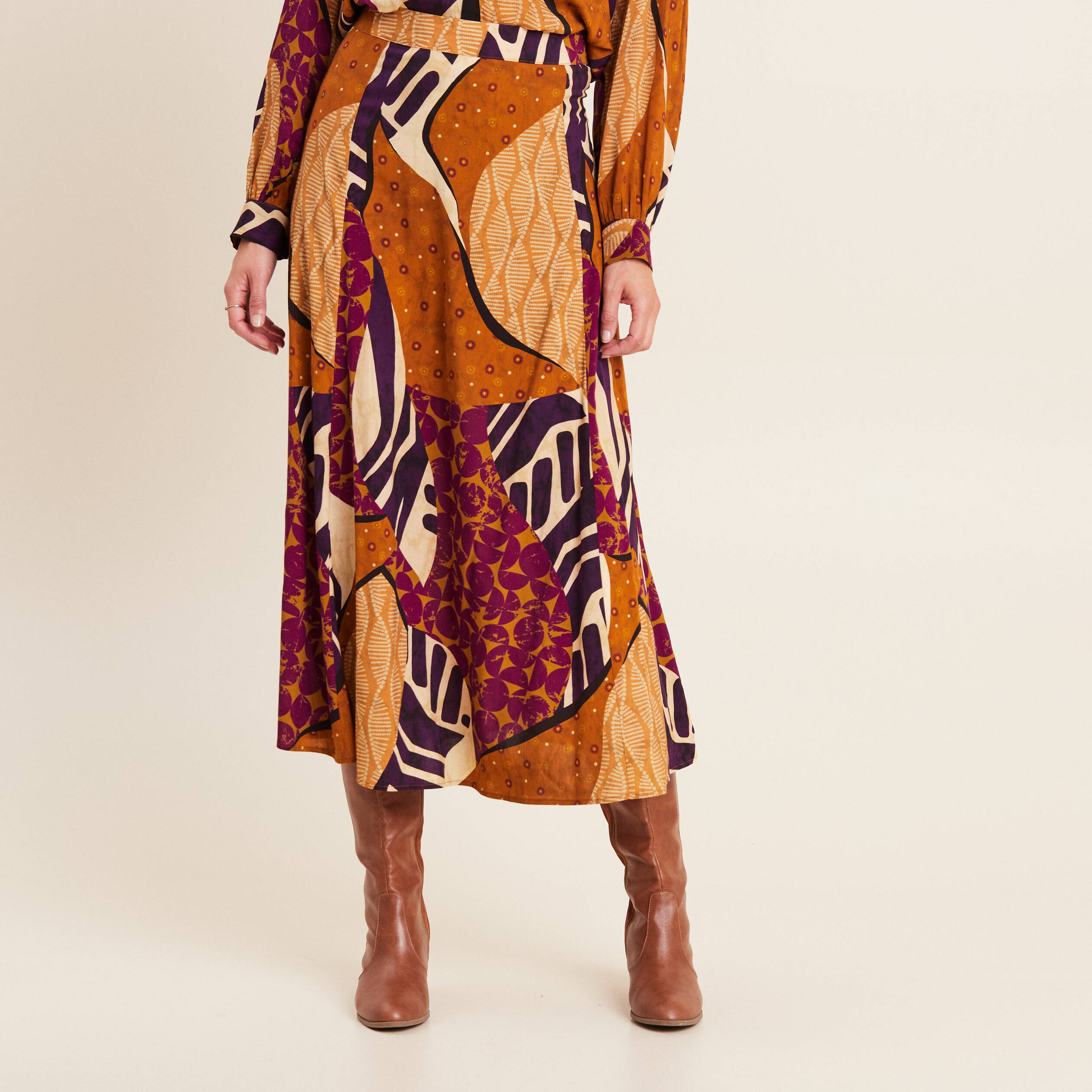 Jupe longue &eacute;vas&eacute;e multicolore femme