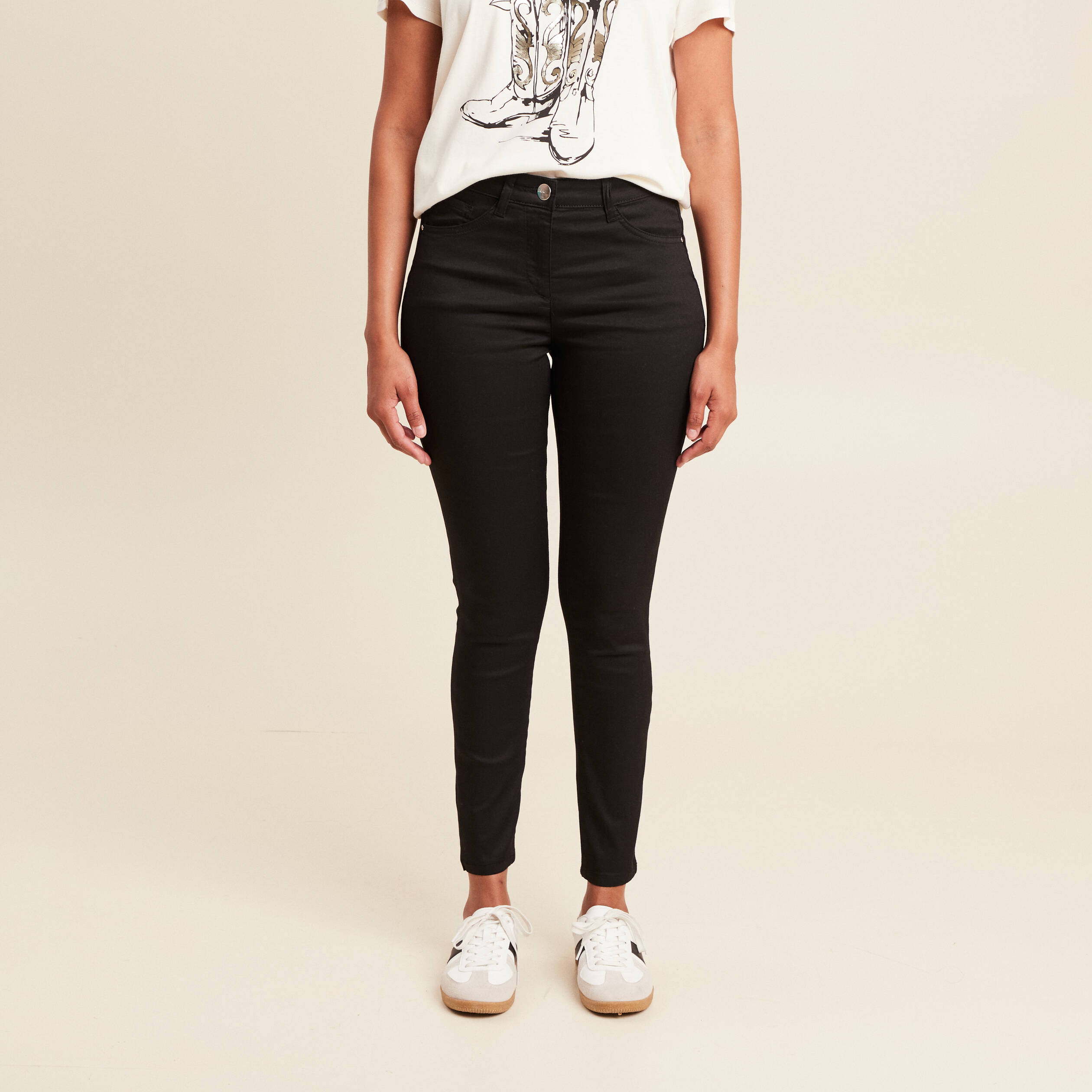 pantalon leger taille standard 78eme noir femme Pantalon léger taille standard 7/8ème noir femme