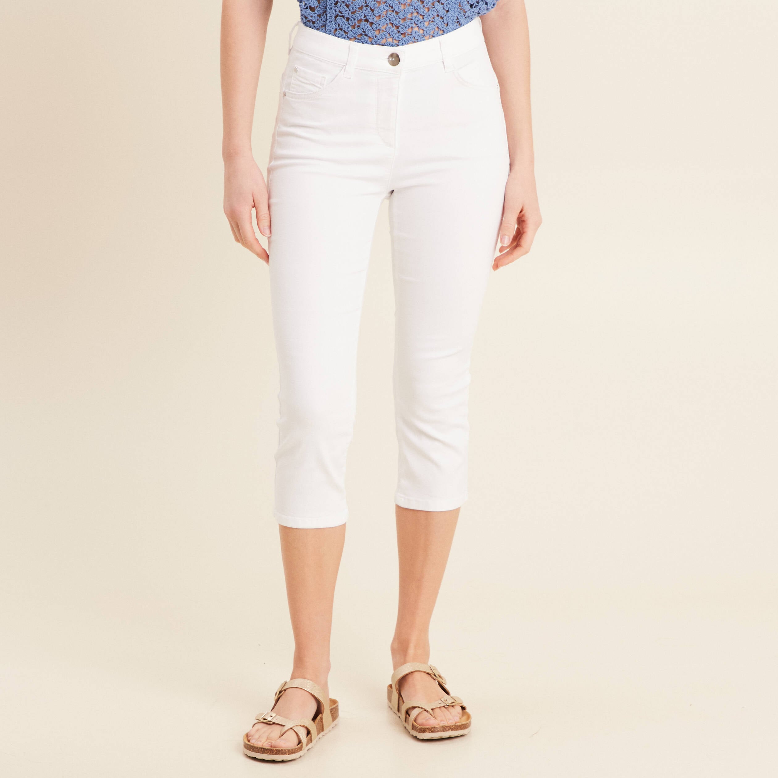 Pantacourt magique Le L&eacute;ger coupe droite blanc femme