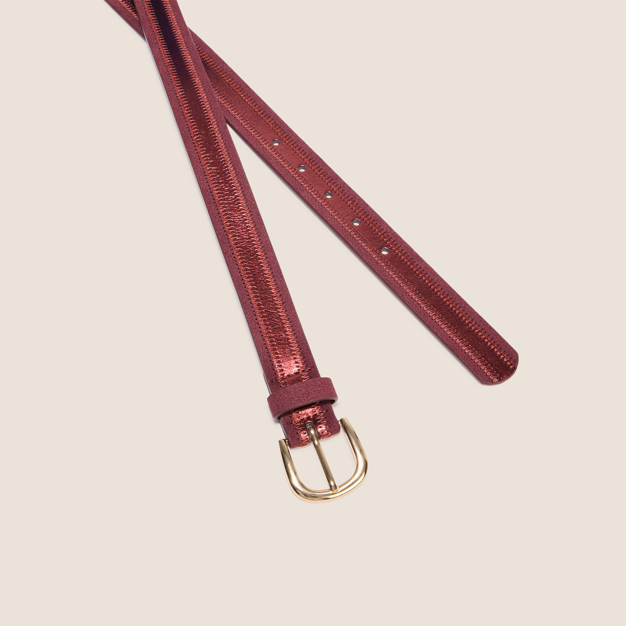 Ceinture fine bordeaux femme
