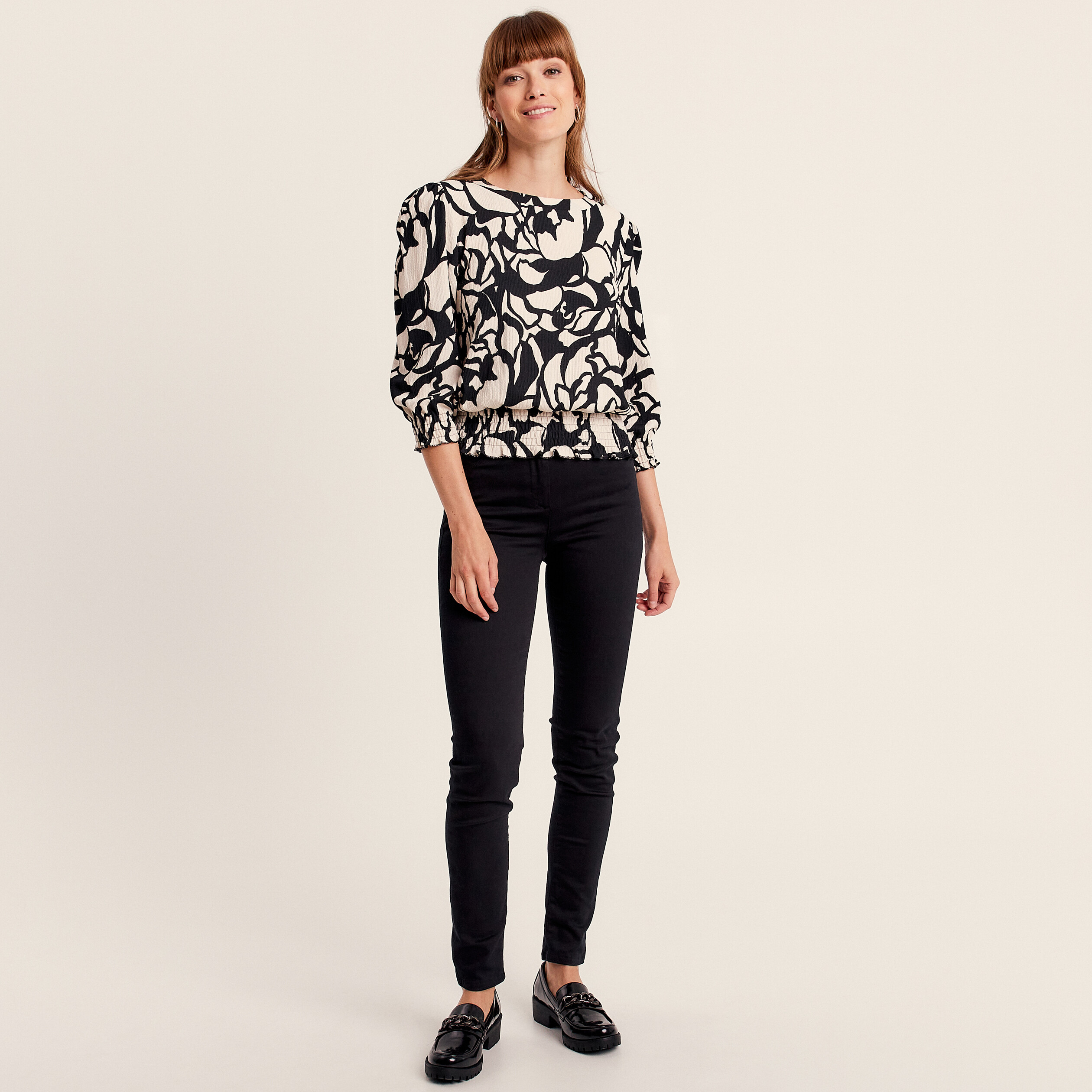 T-shirt manches 3/4 noir femme