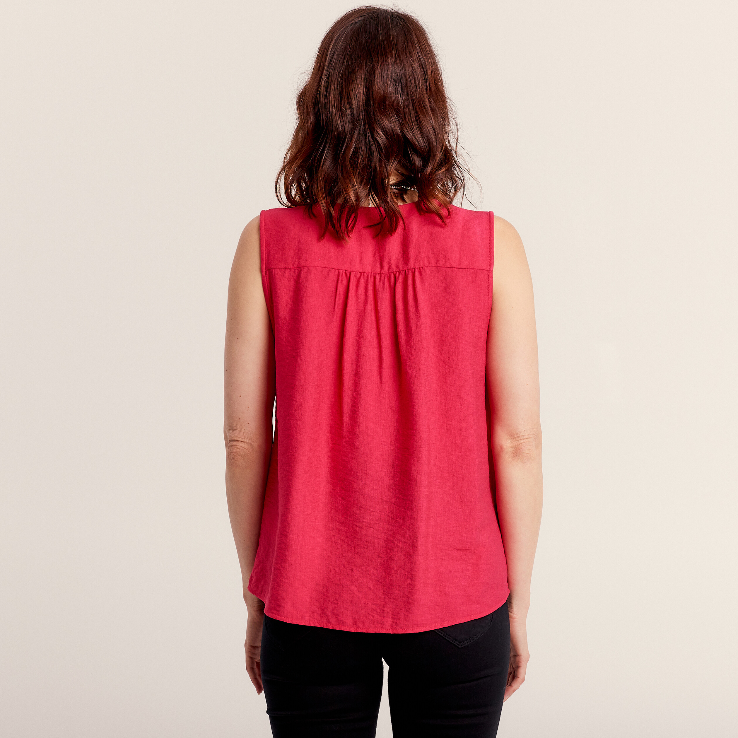 Blouse sans manches rose fushia femme