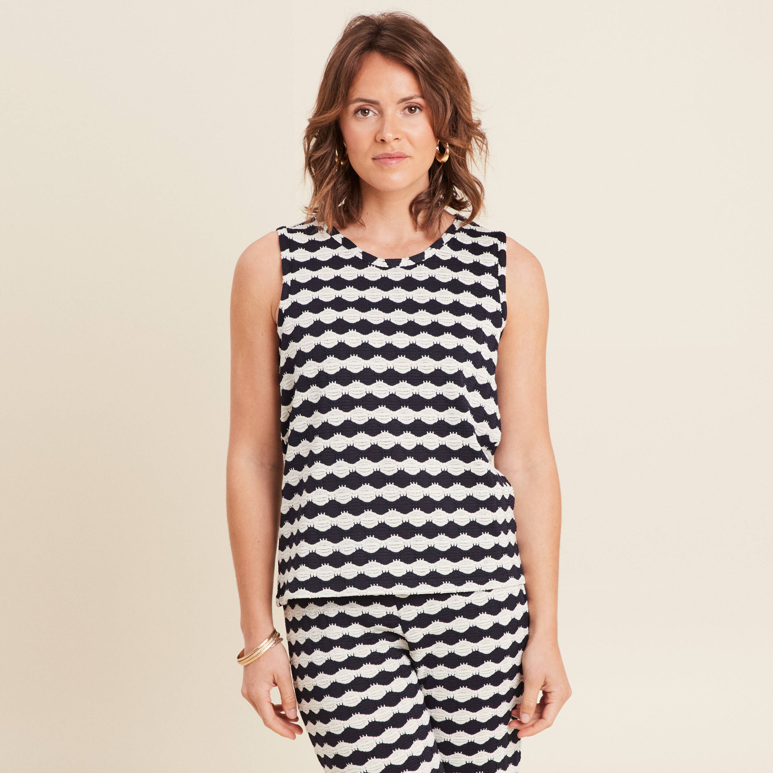 D&eacute;bardeur cintr&eacute; sans manches bleu marine femme