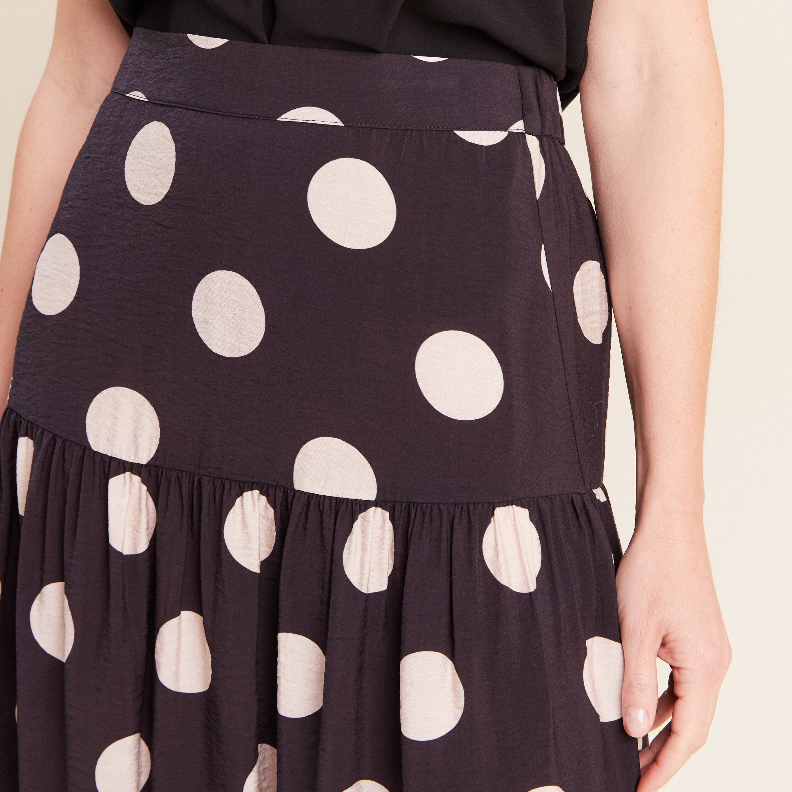 Jupon &agrave; pois noir femme