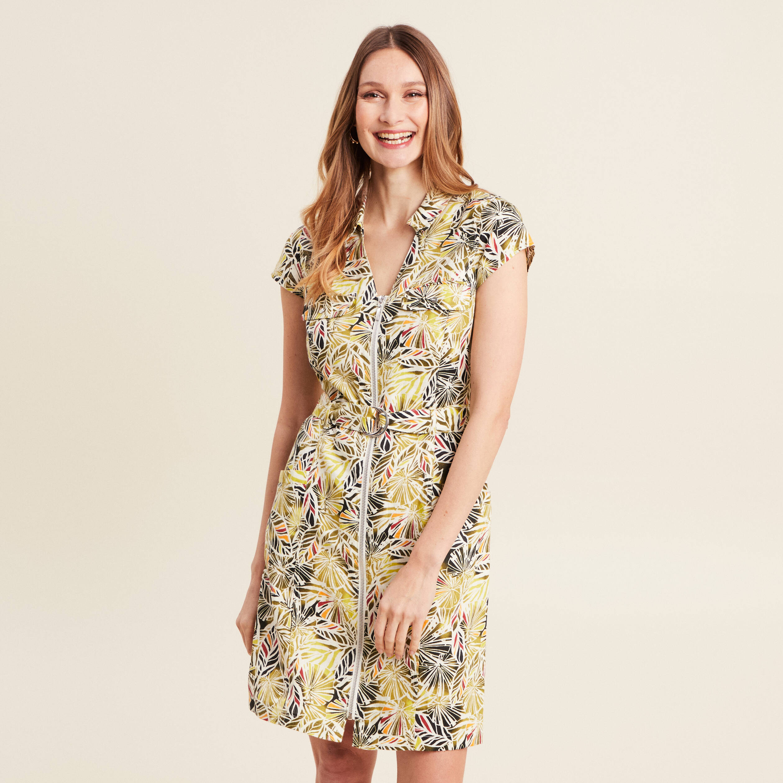 robe droite zippee vert femme Robe droite zippée vert femme