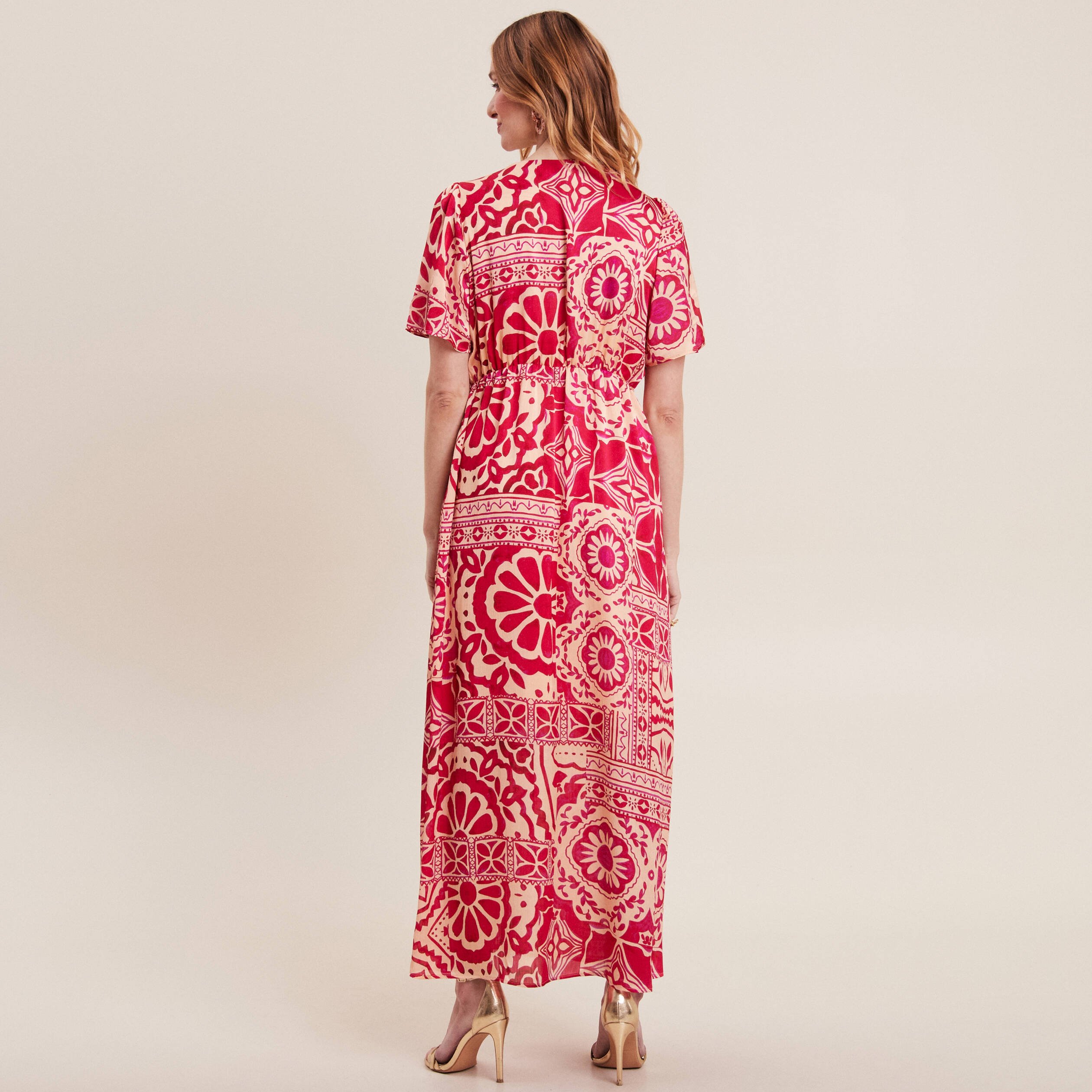 robe longue evasee satin rose fushia femme Robe longue évasée satin rose fushia femme
