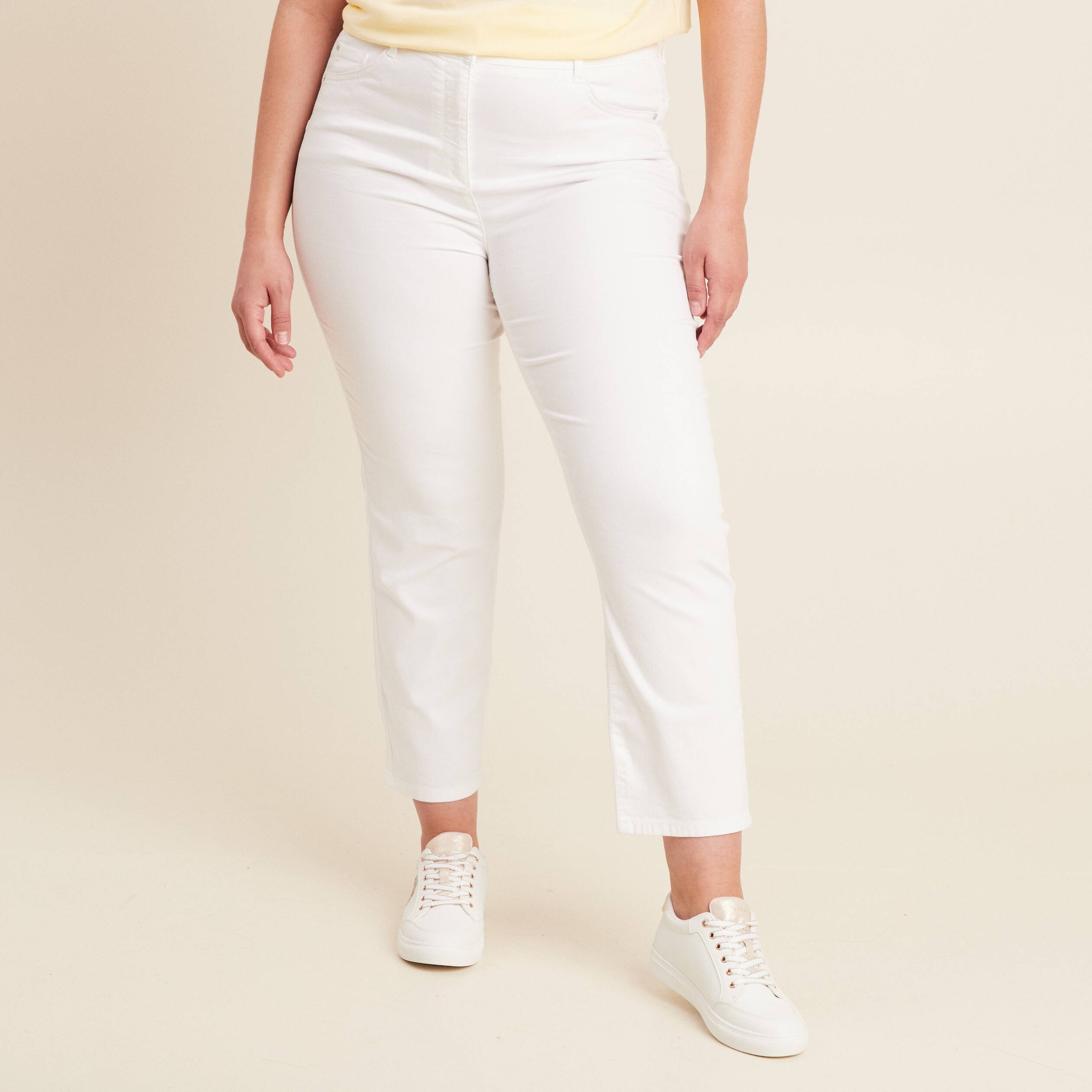 pantalon droit taille haute 78eme blanc femme Pantalon droit taille haute 7/8ème blanc femme