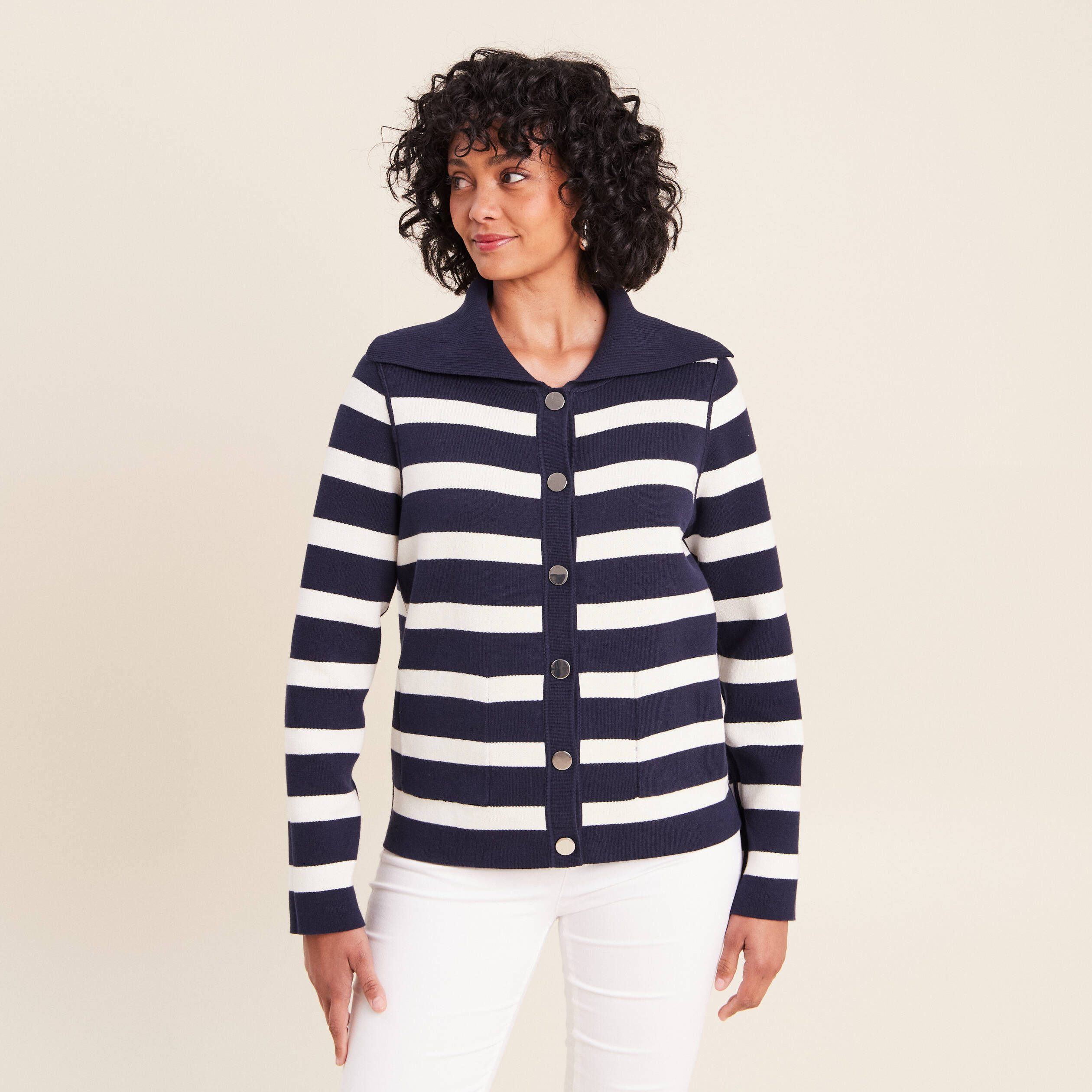 Veste r&eacute;versible en maille bleu femme