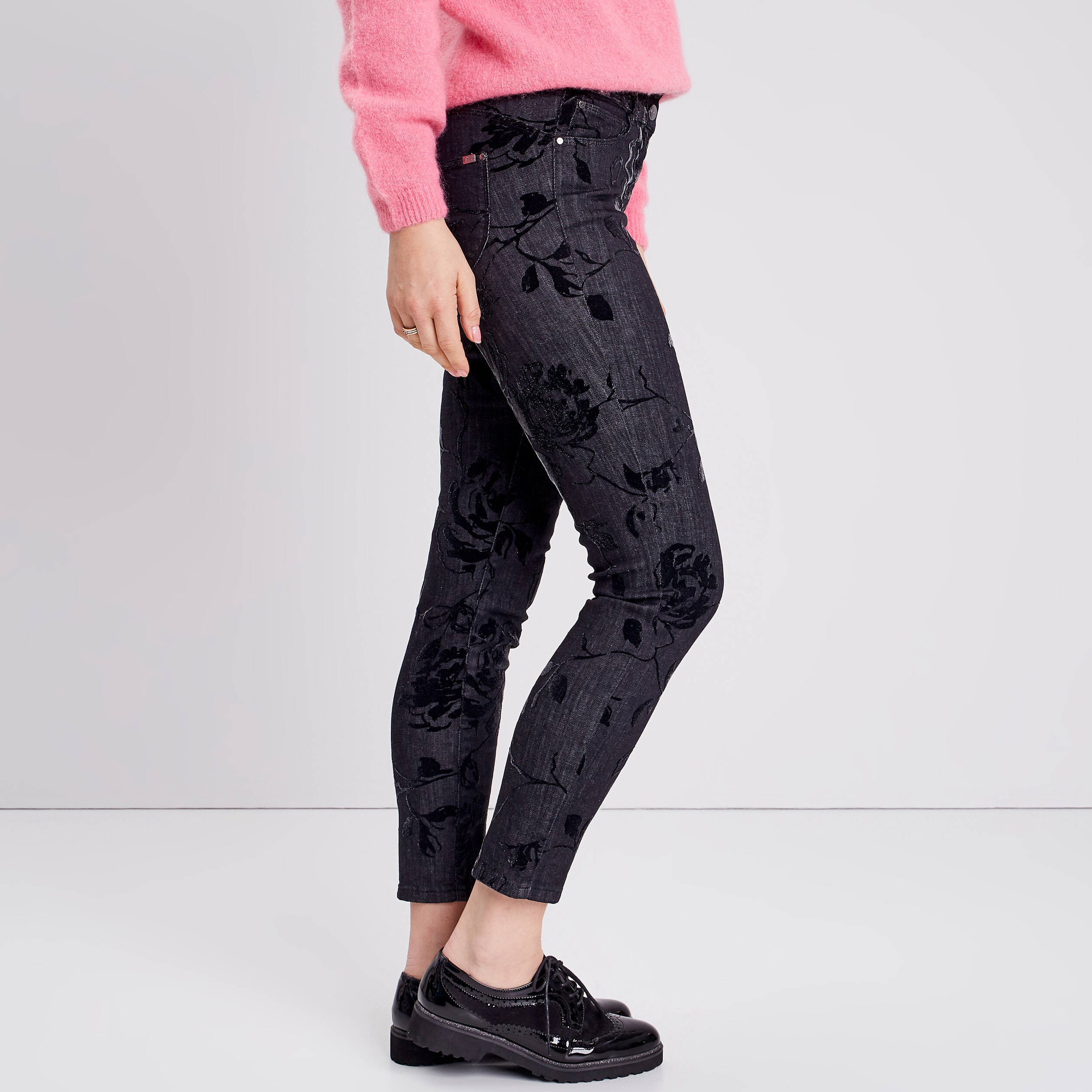 Jean ajusté taille standard denim gris femme