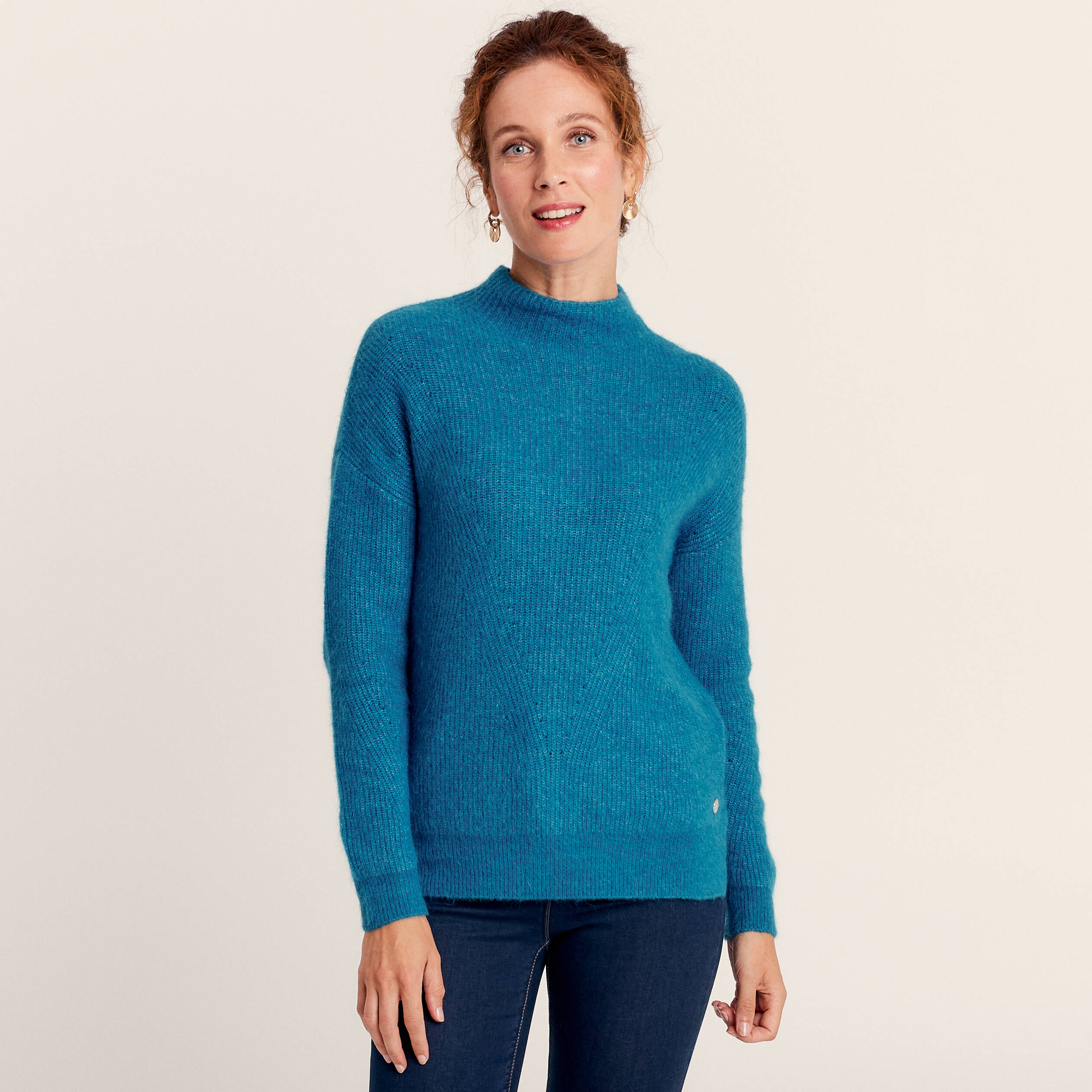 pull manches longues bleu canard femme Pull manches longues bleu canard femme