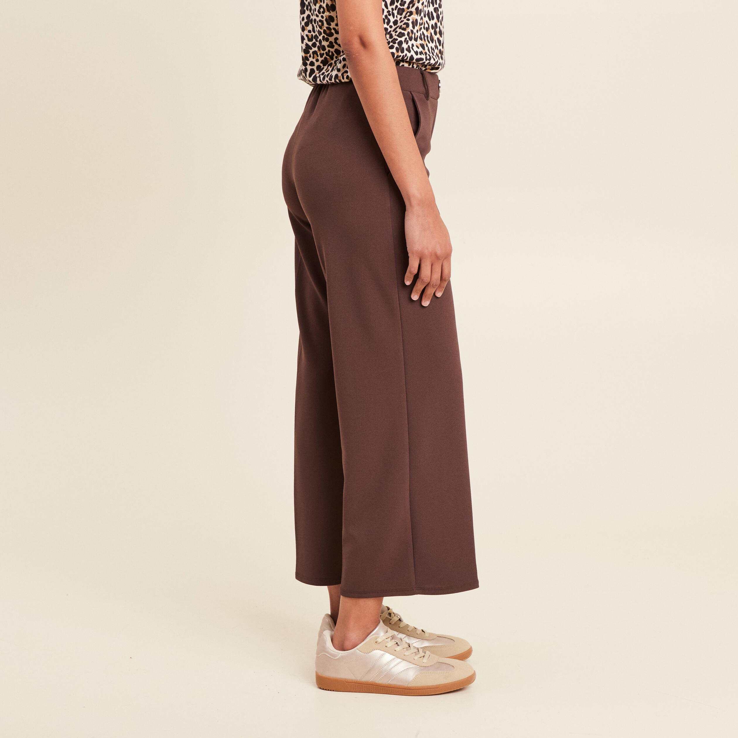 pantalon large pinces marron femme Pantalon large pinces marron femme
