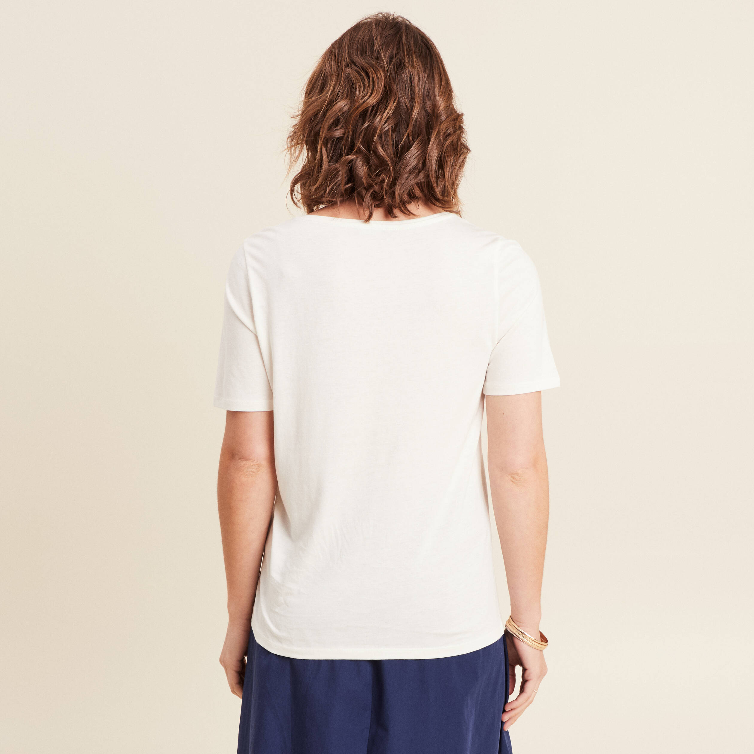 T-shirt manches courtes ecru femme