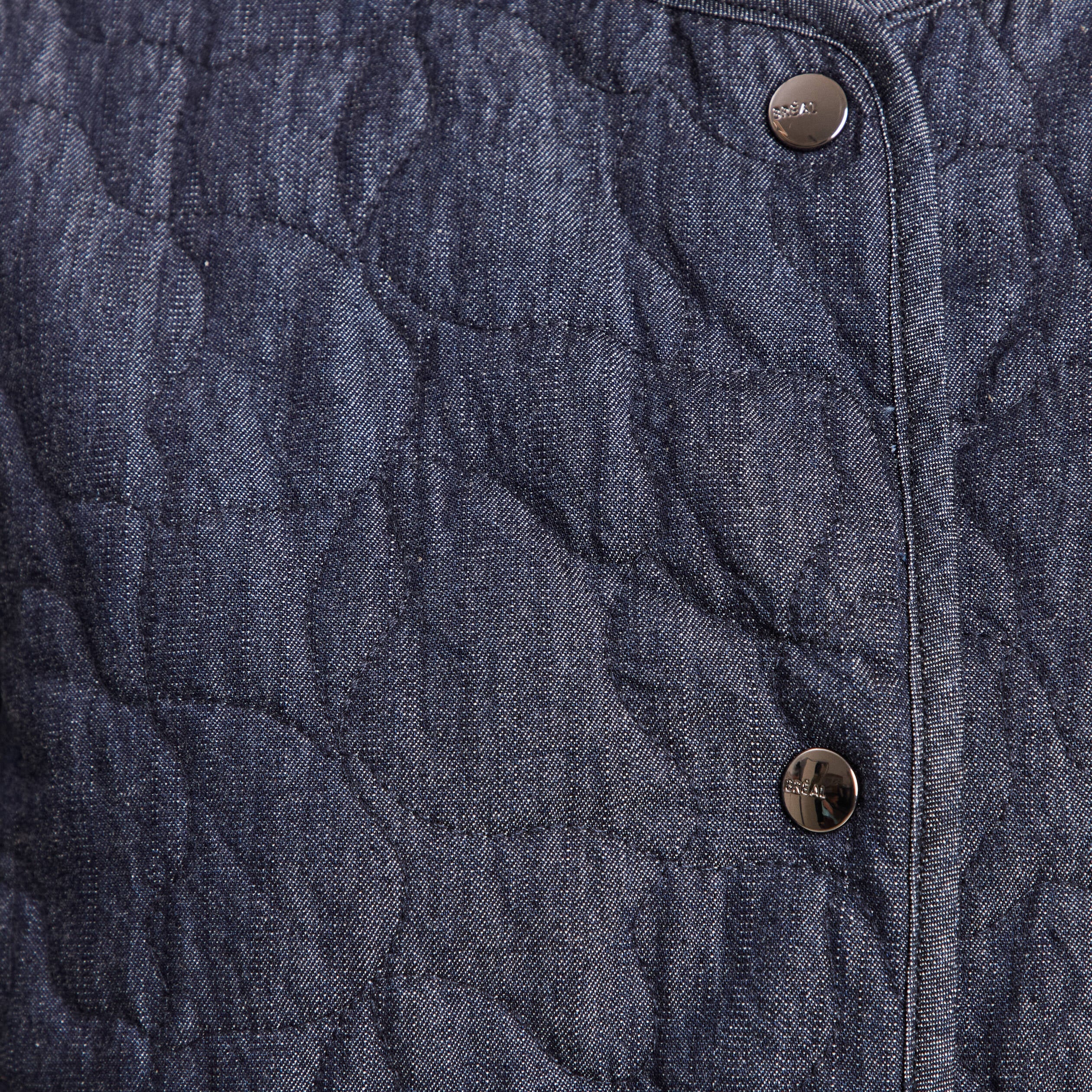 Doudoune doubl&eacute;e sans col denim brut femme