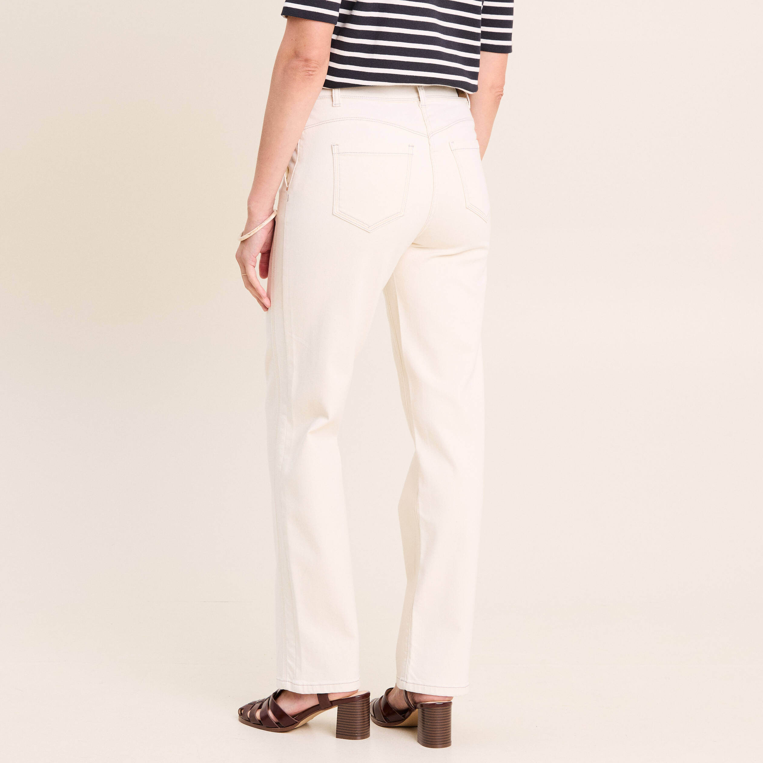 Jean taille haute sable femme