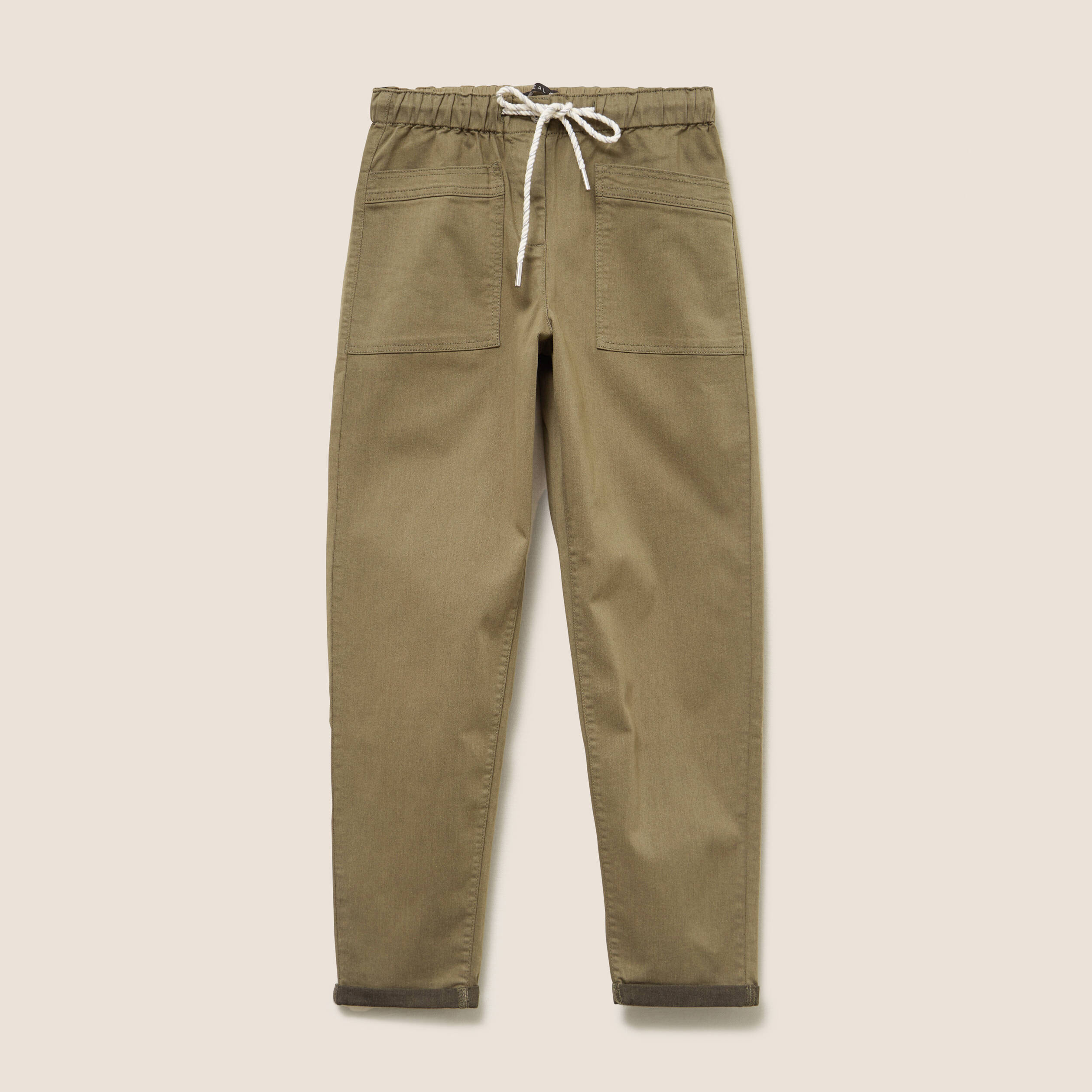 Pantalon coupe mom 7/8&egrave;me vert kaki femme