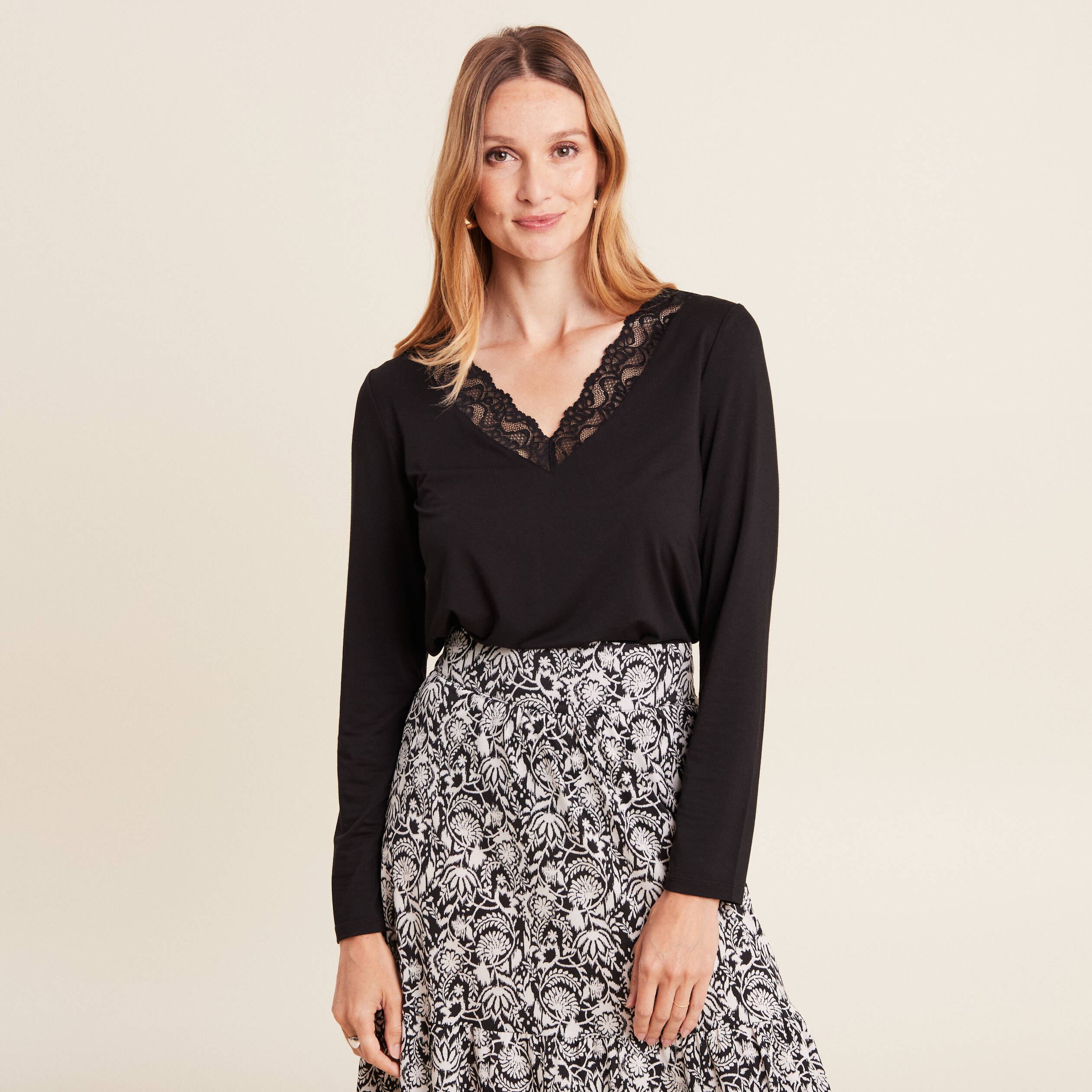 t shirt thermo douceur manches longues noir femme T-shirt thermo-douceur manches longues noir femme