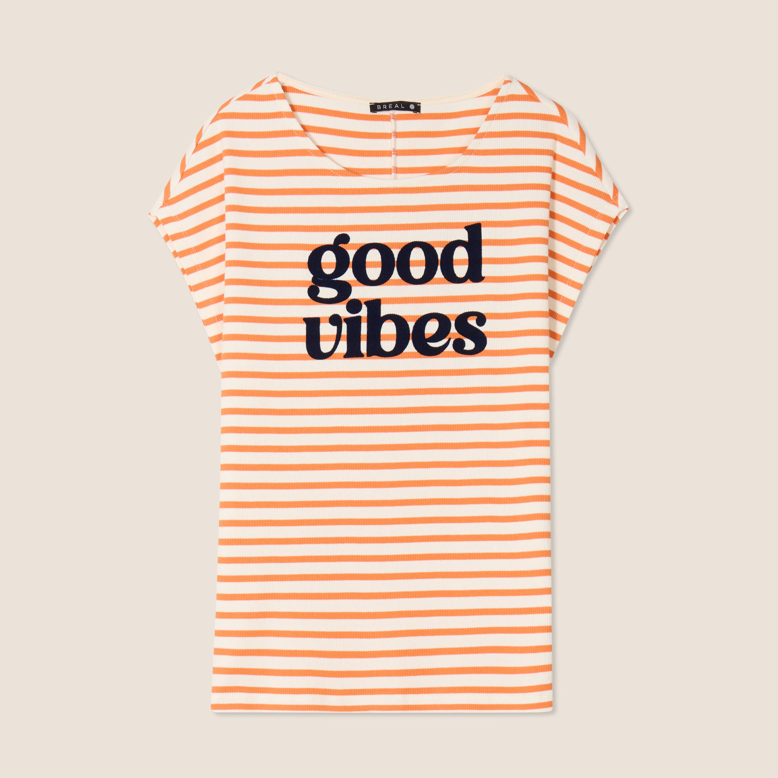 t shirt manches courtes orange abricot femme T-shirt manches courtes orange abricot femme