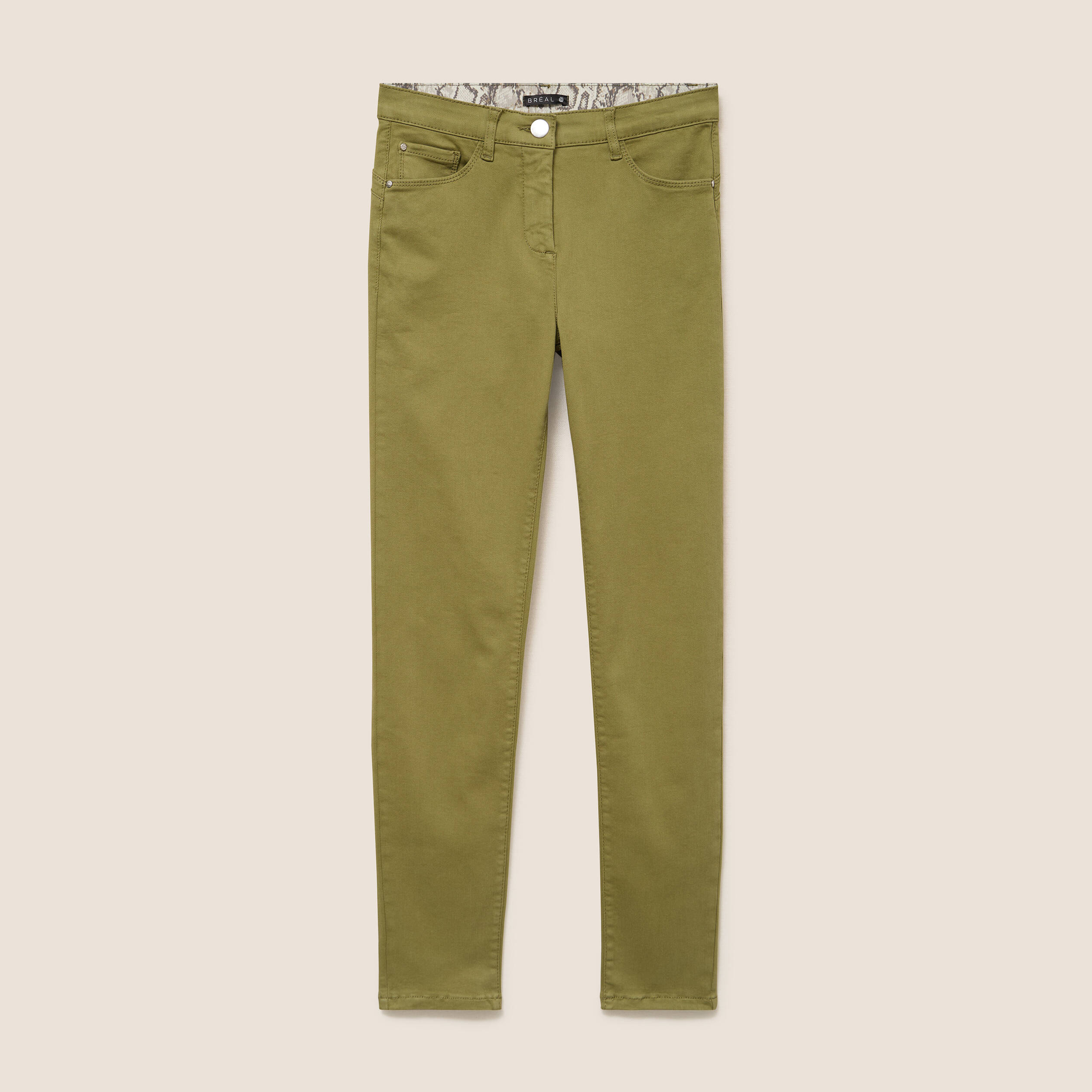 Jean magique L'Unique coupe ajust&eacute;e vert kaki femme