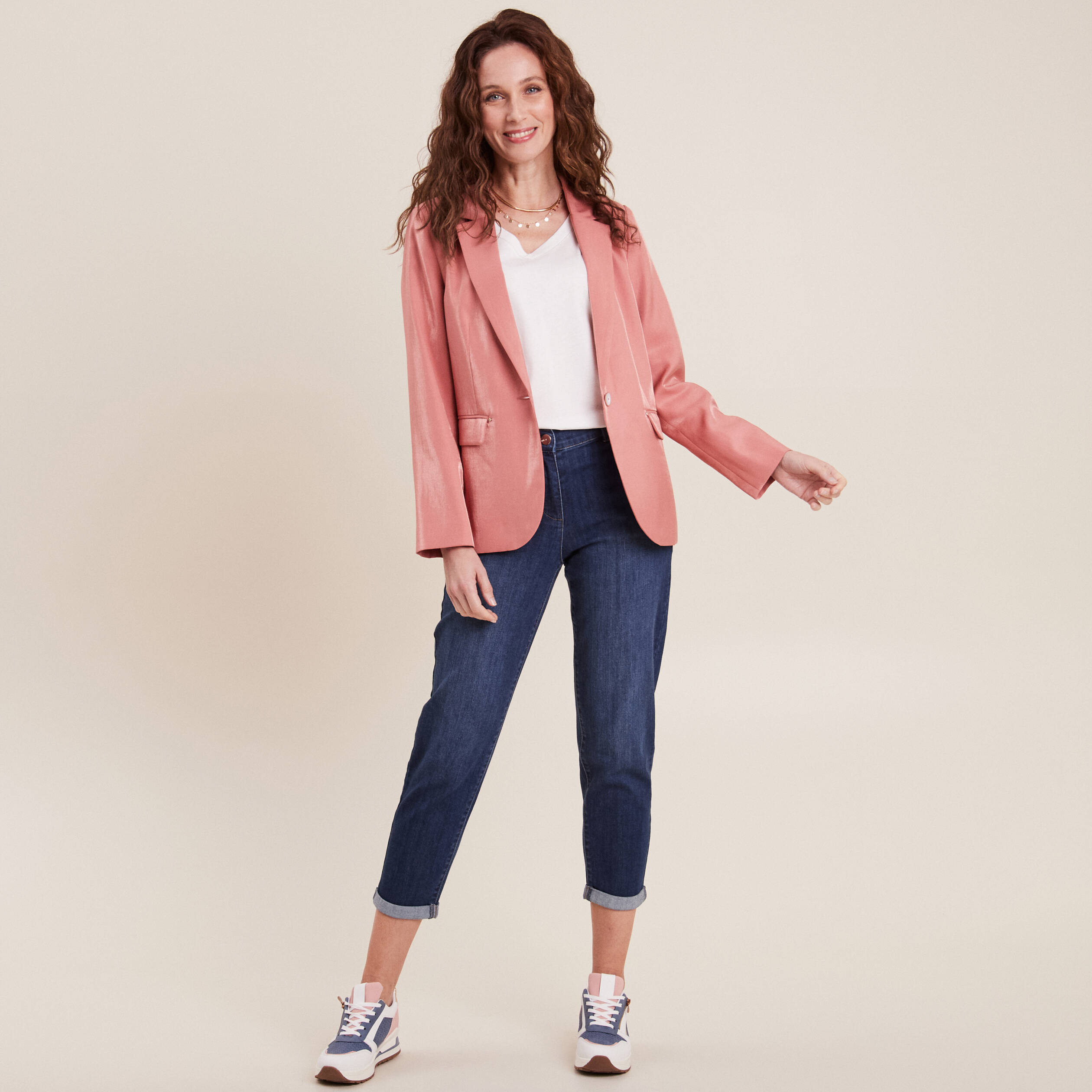 veste tailleur irise terracotta femme Veste tailleur irisé terracotta femme