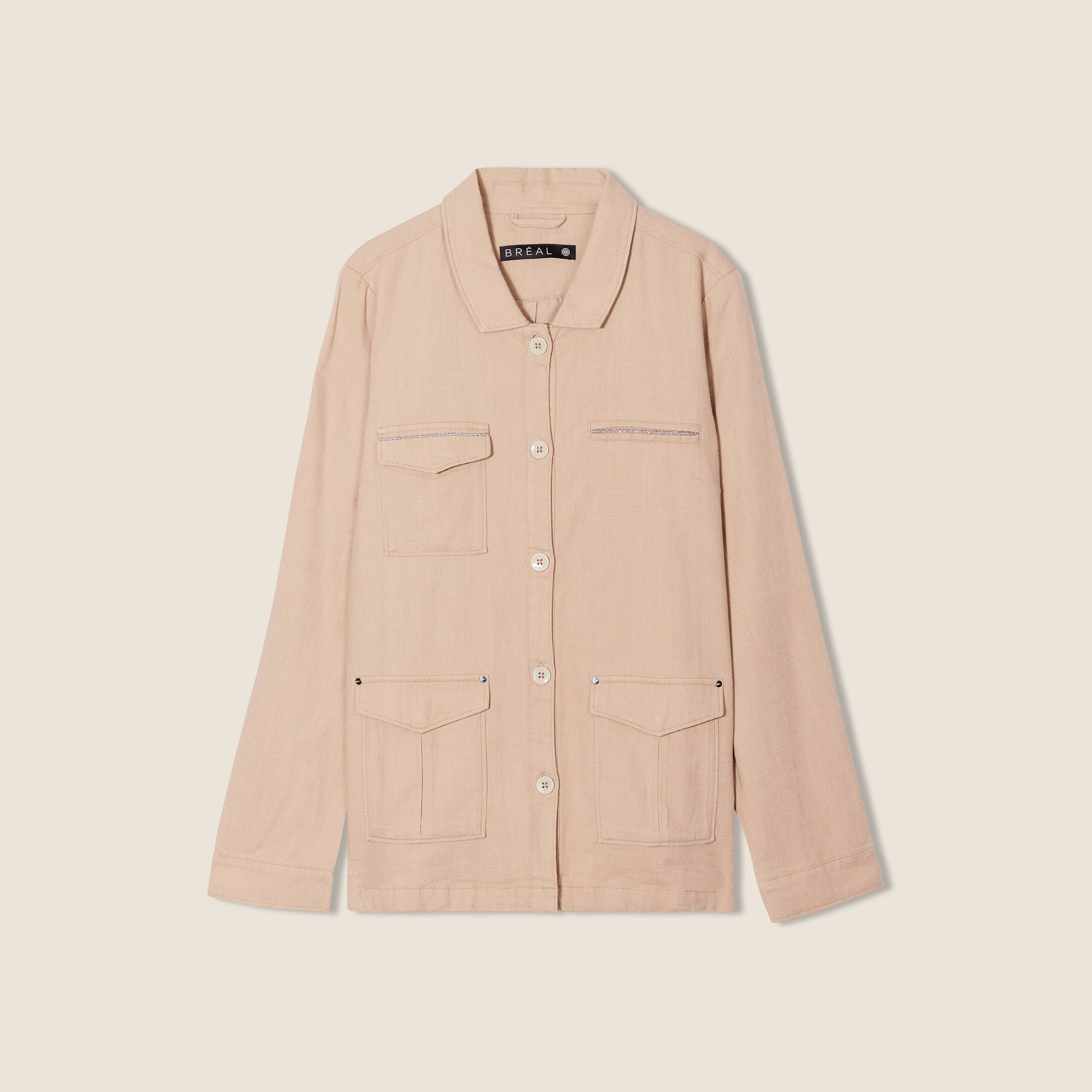 veste droite boutonnee sable femme Veste droite boutonnée sable femme