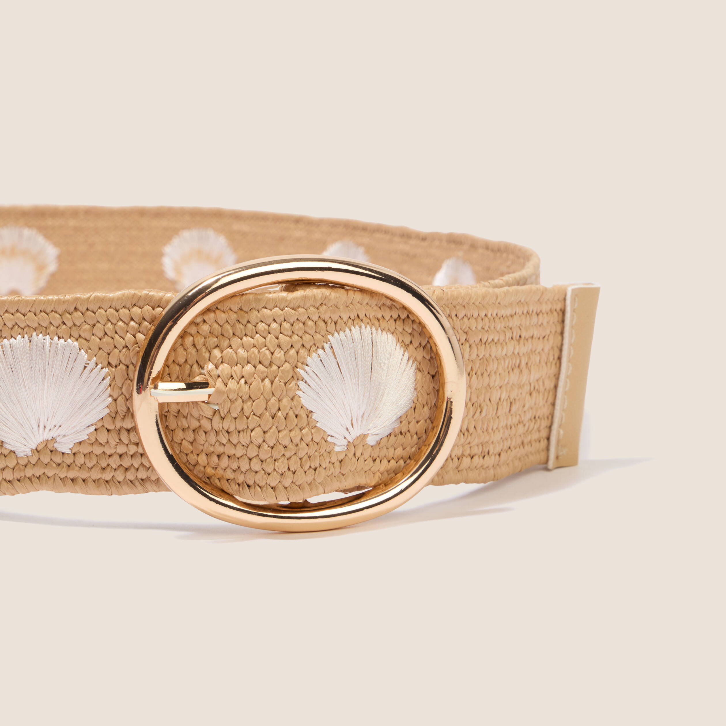 Ceinture large ecru femme