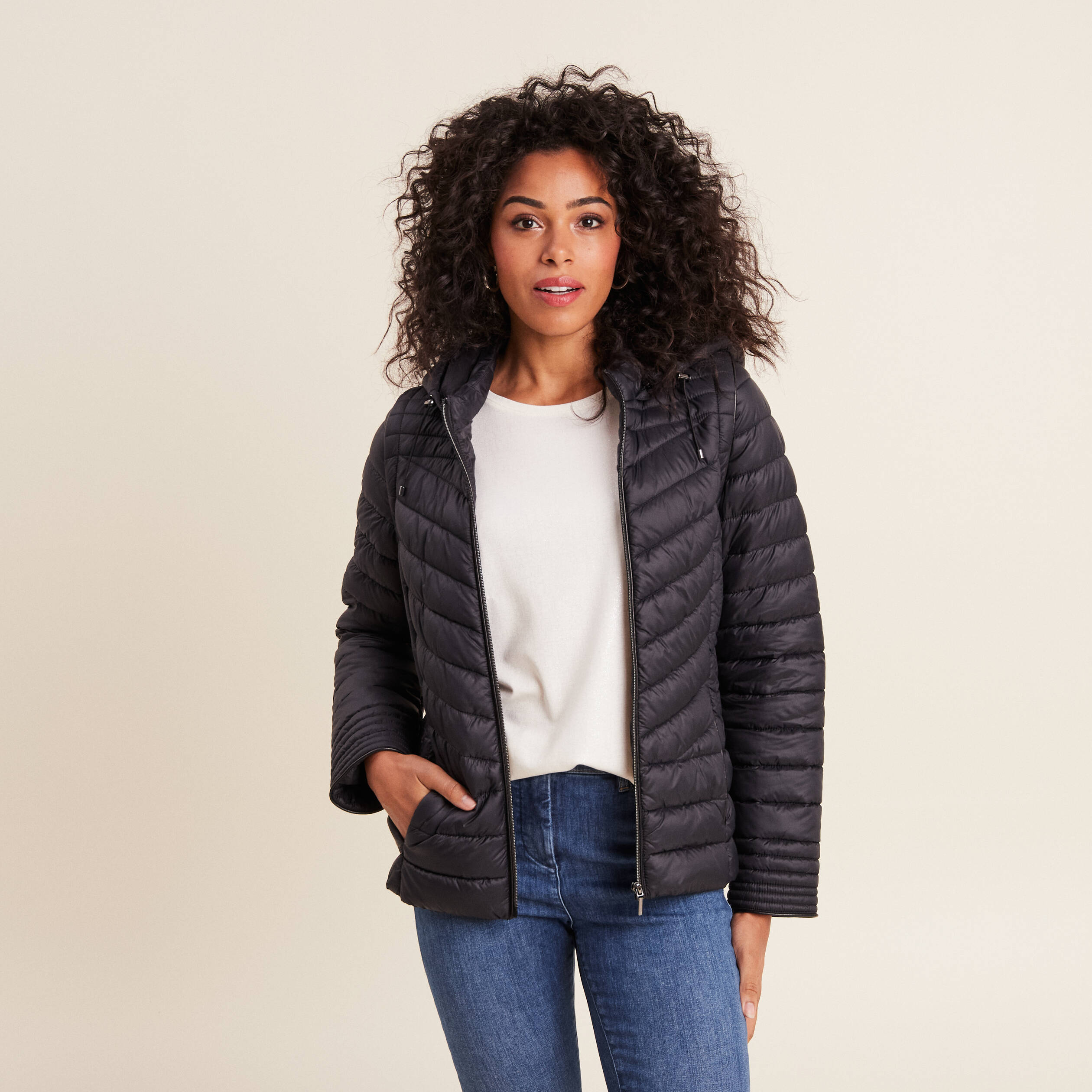 Doudoune déperlante manches amovibles noir femme Vibs