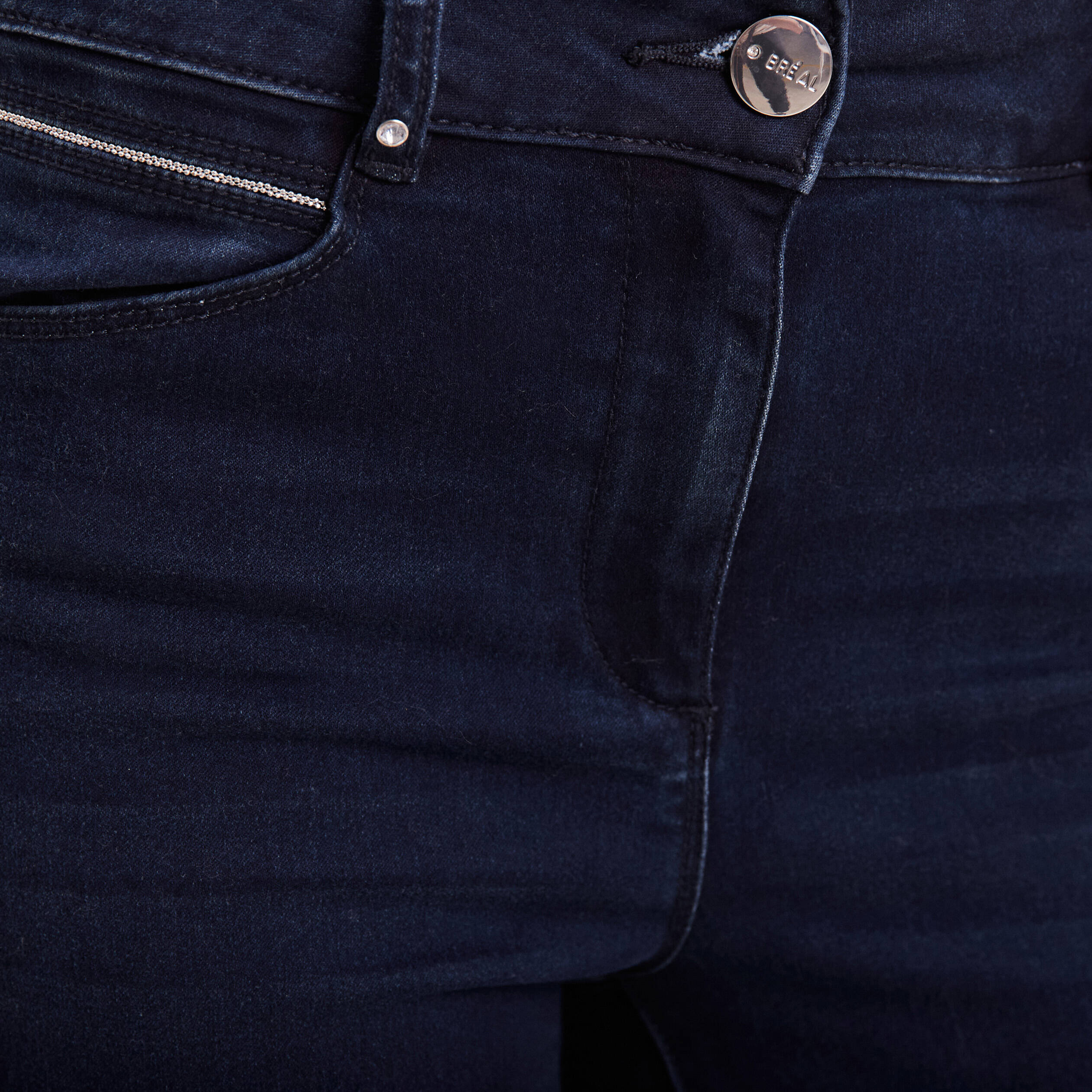 Jean coupe ajust&eacute;e 7/8&egrave;me taille haute denim brut femme