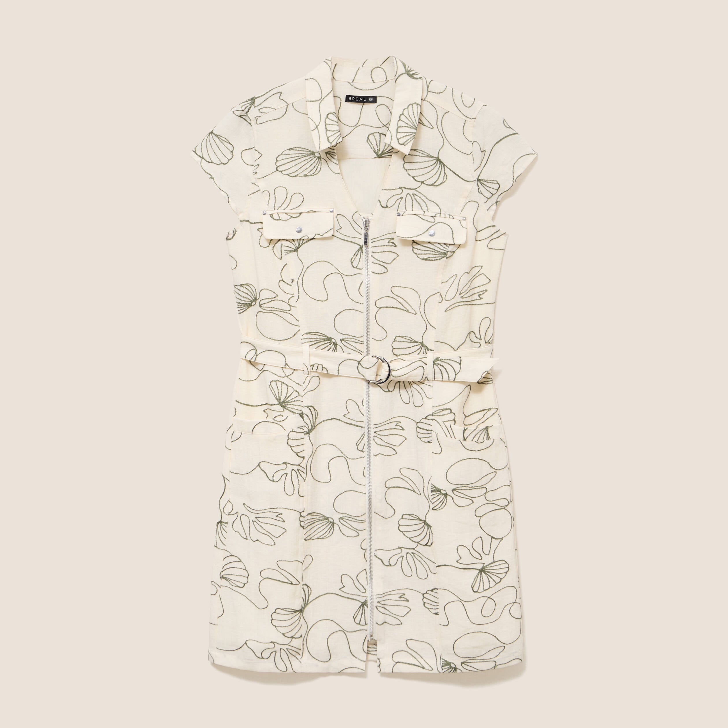 Robe droite courte manches tr&egrave;s courtes vert femme