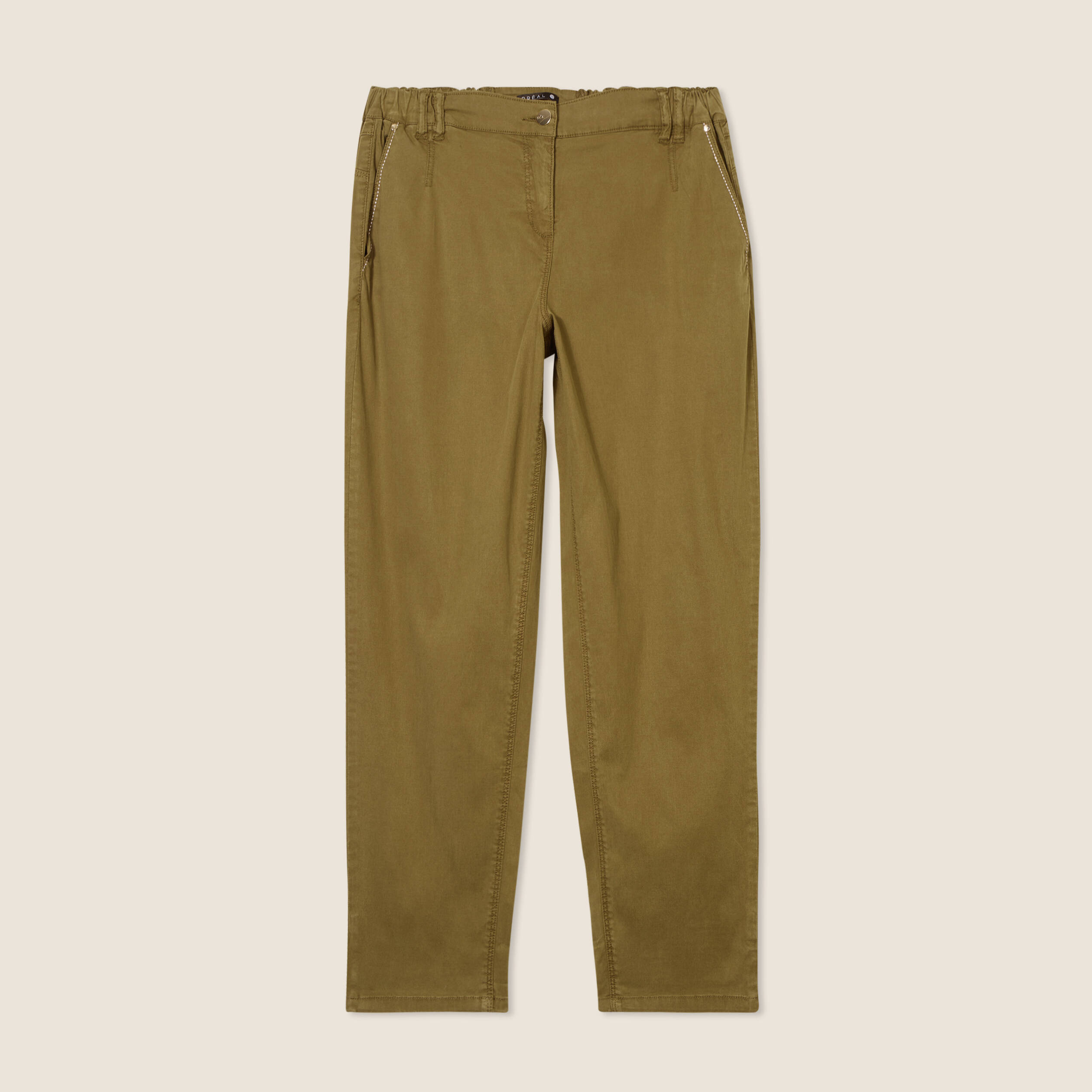 pantalon ajuste taille haute vert olive femme Pantalon ajusté taille haute vert olive femme