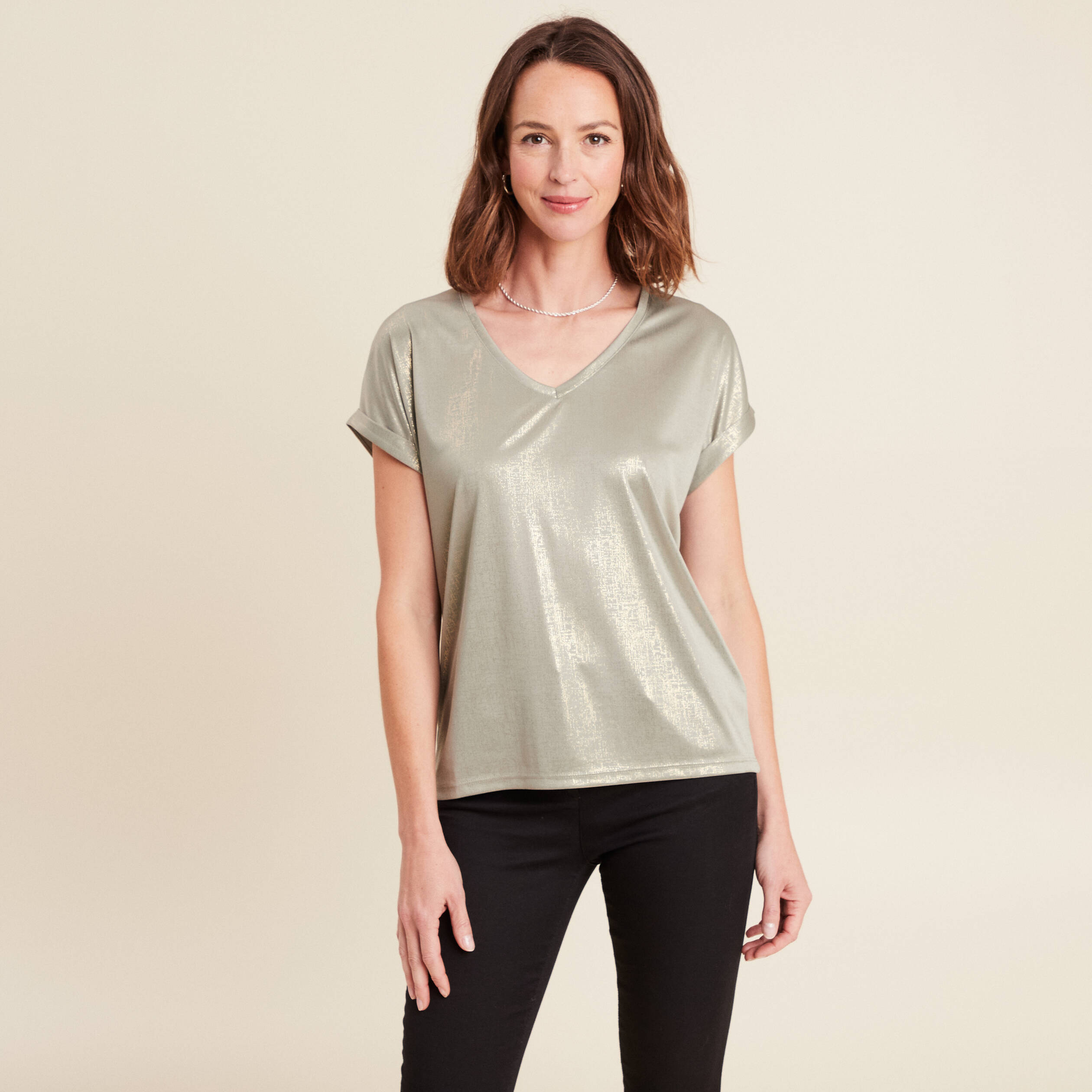 T-shirt manches courtes vert clair femme