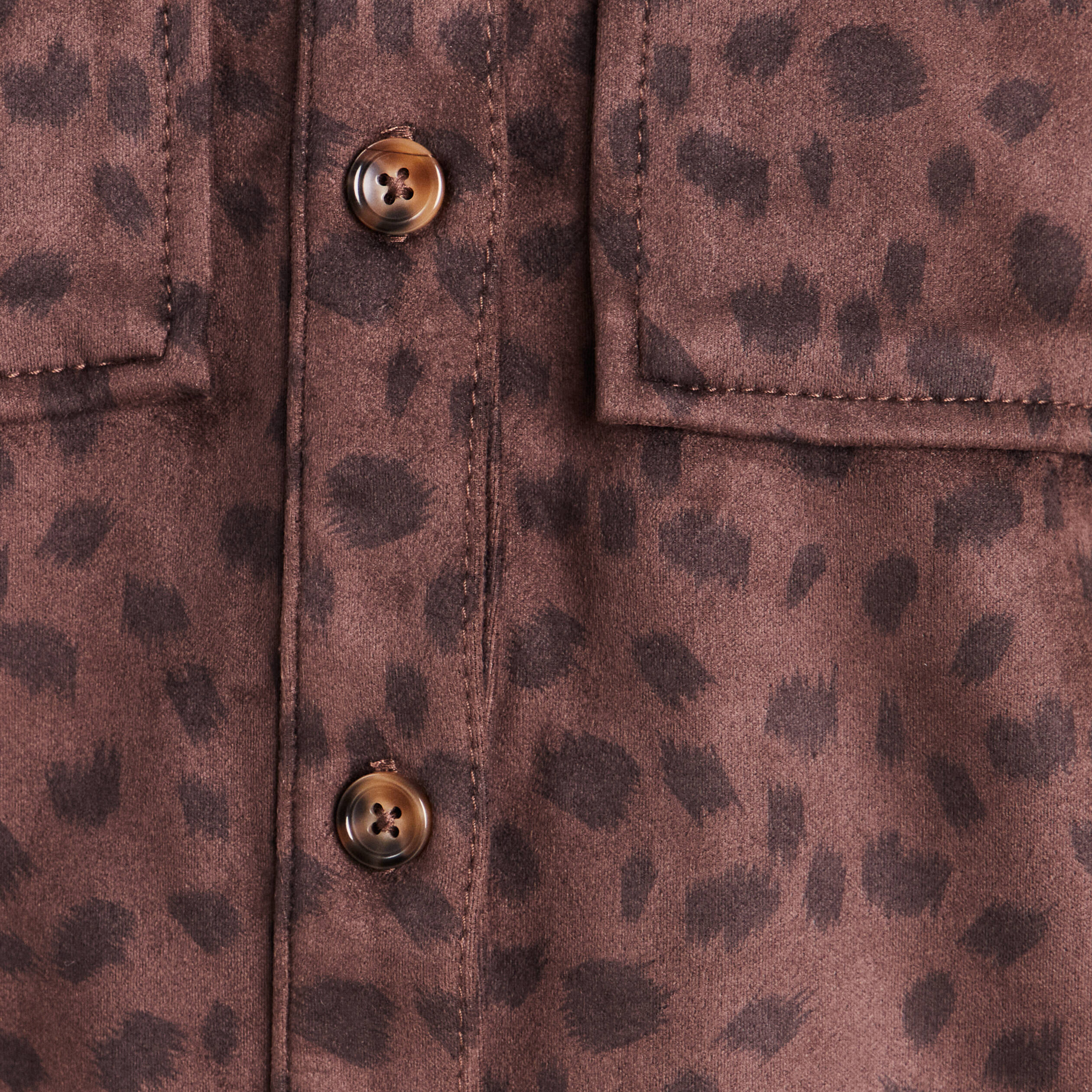 Chemise droite manches longues marron fonc&eacute; femme