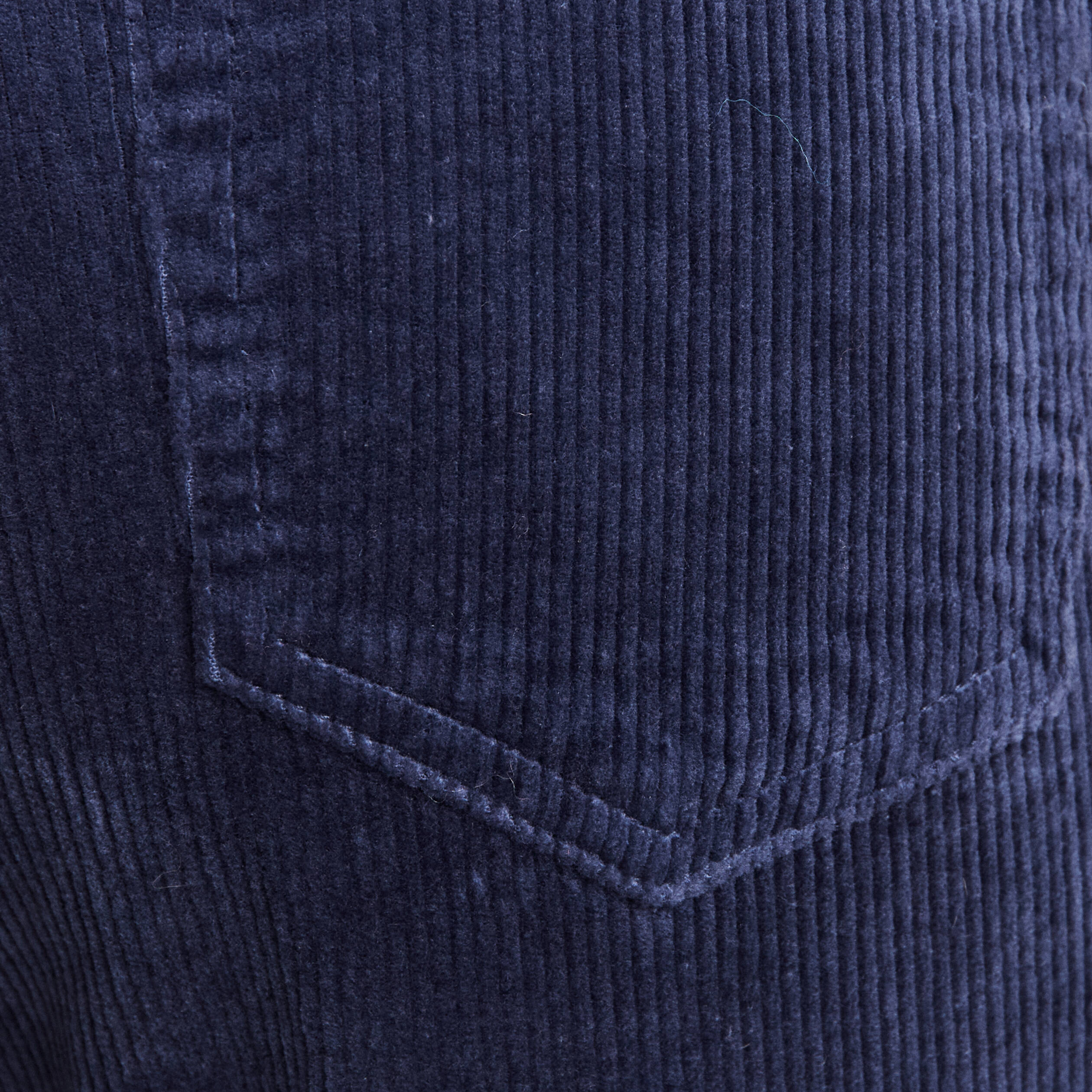 Pantalon large velours c&ocirc;tel&eacute; bleu marine femme