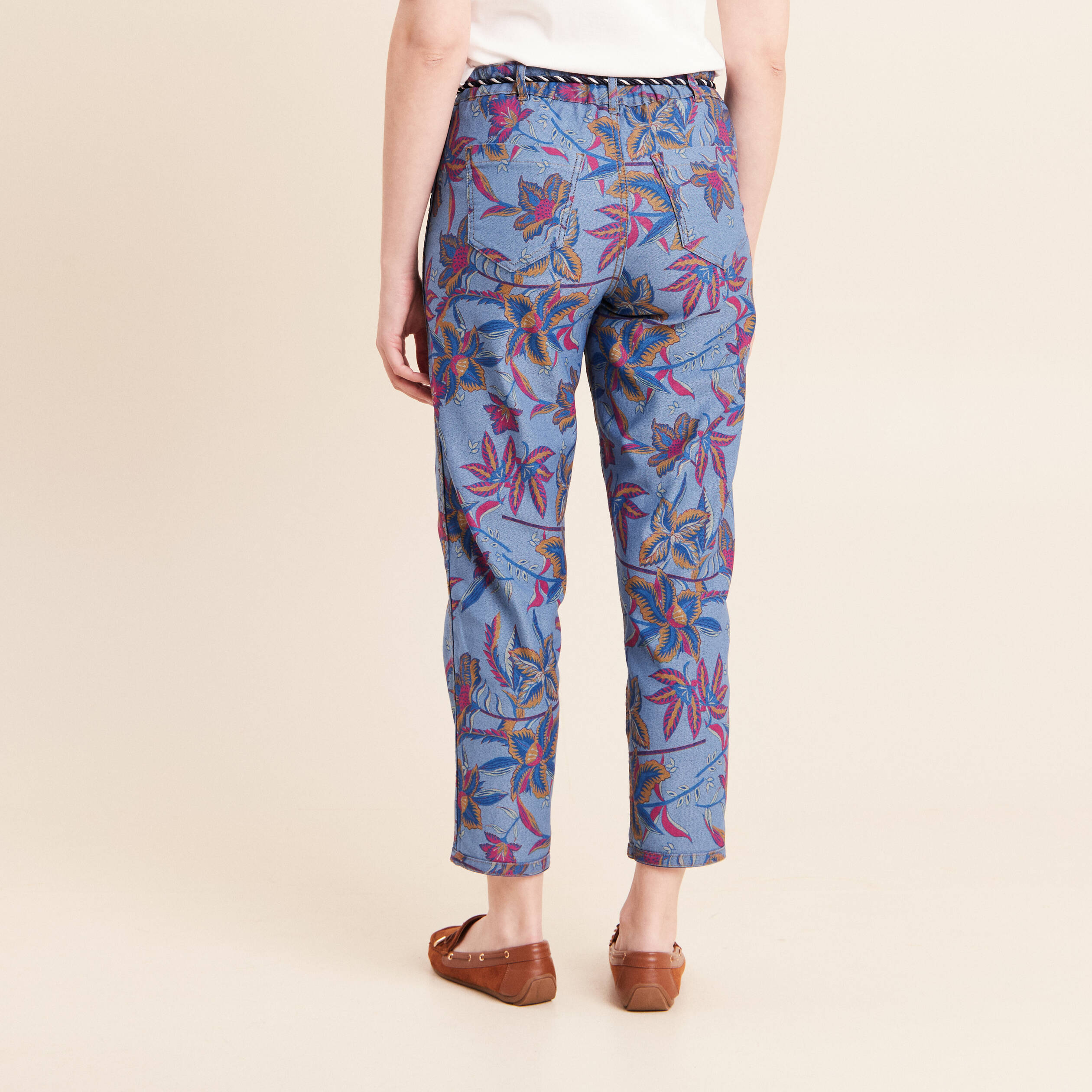 Jean droit r&eacute;versible bleu femme
