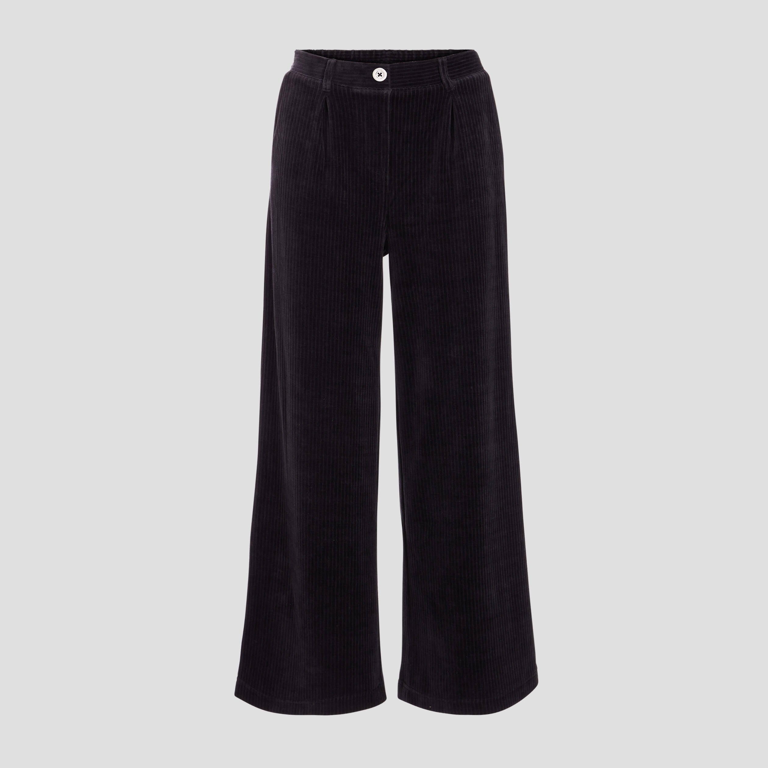 Pantalon large velours noir femme