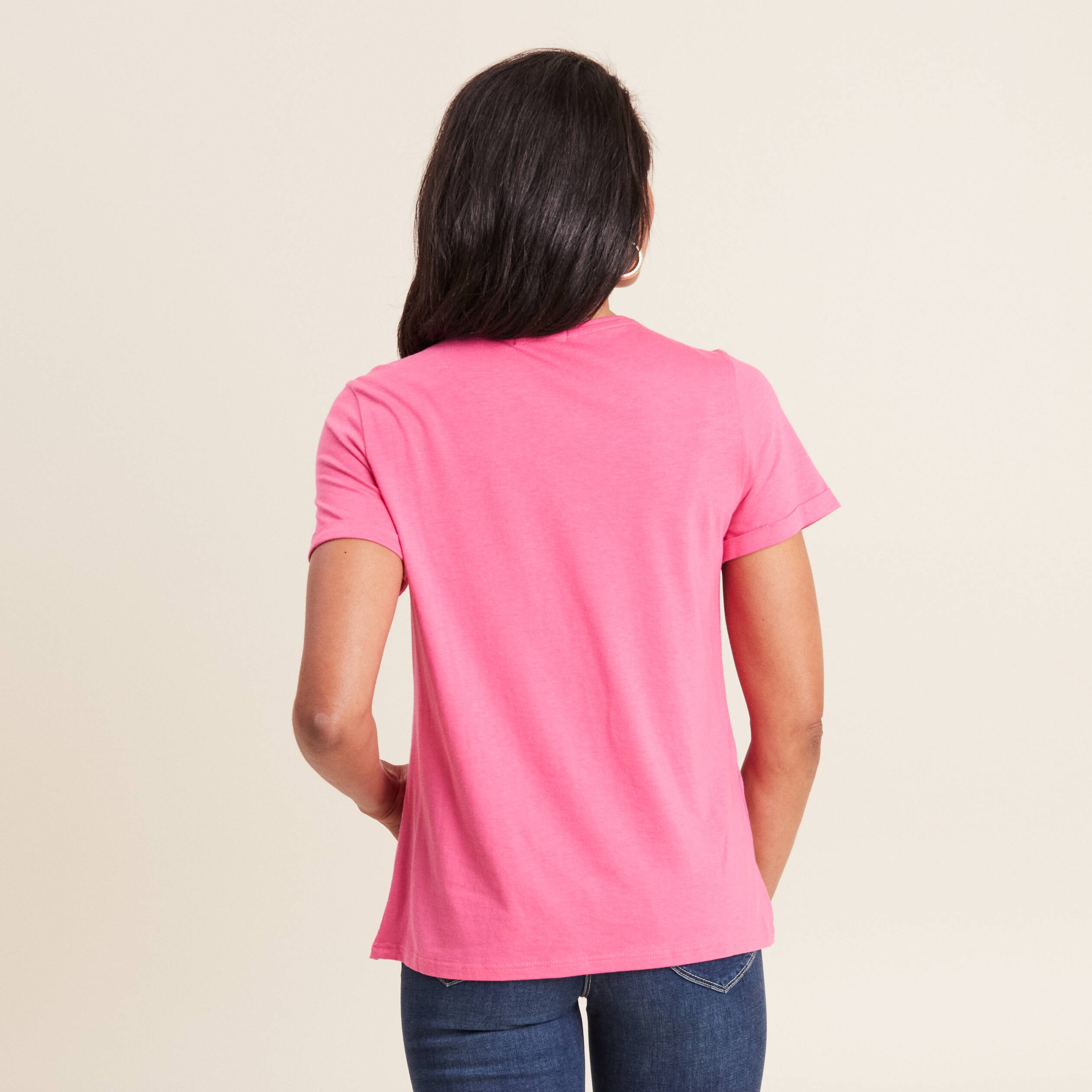 t shirt manches courtes rose fushia femme T-shirt manches courtes rose fushia femme