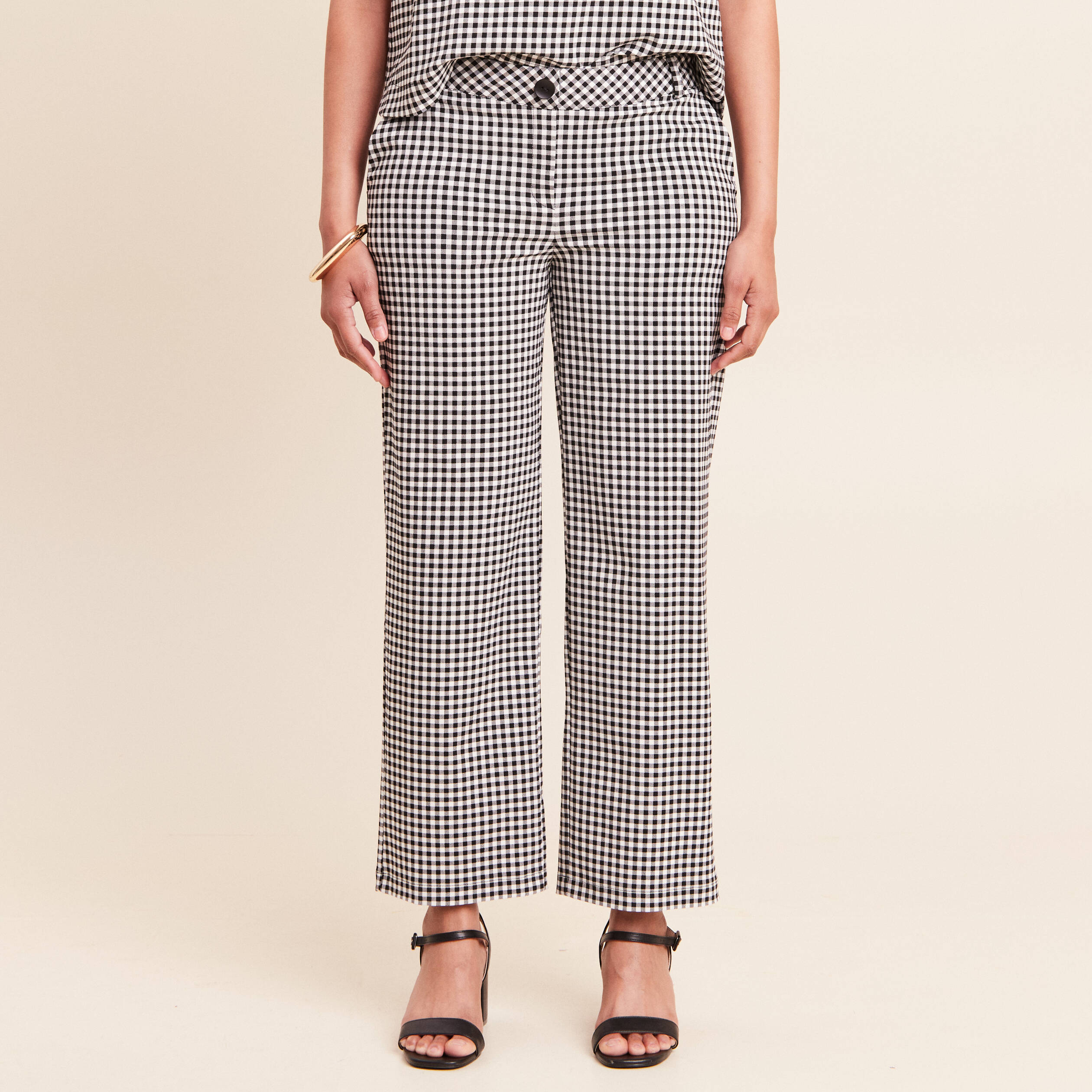Pantalon large 7/8&egrave;me taille standard noir femme