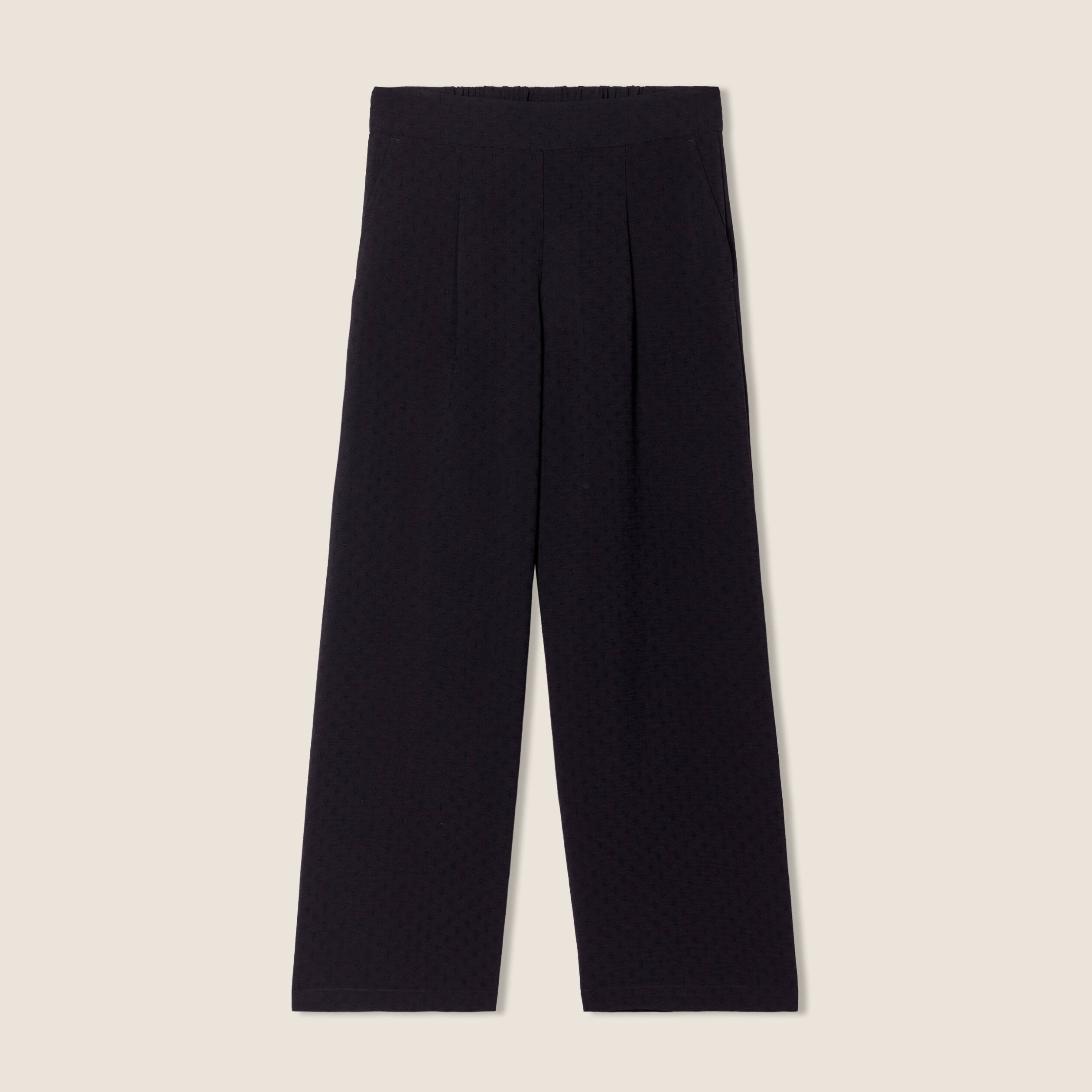Pantalon large elastique noir femme Vibs