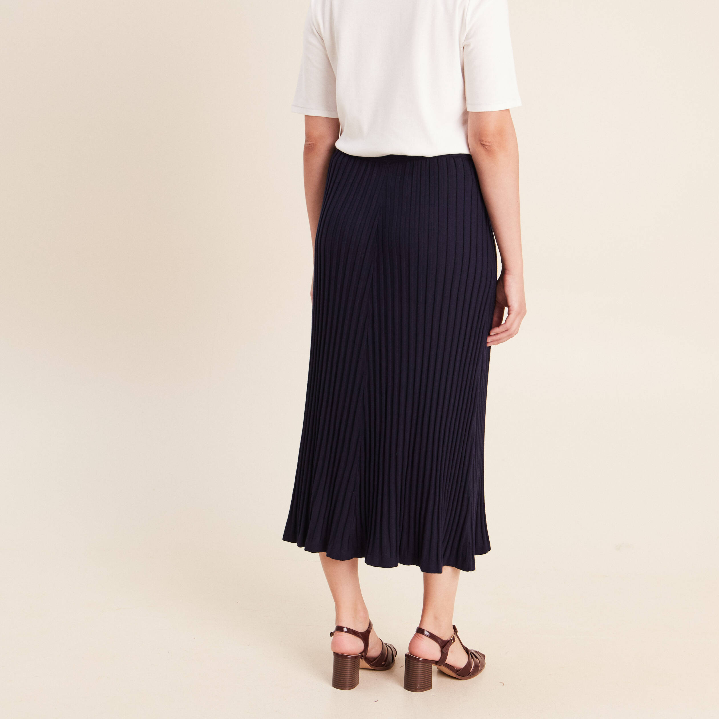 Jupe en maille bleu marine femme