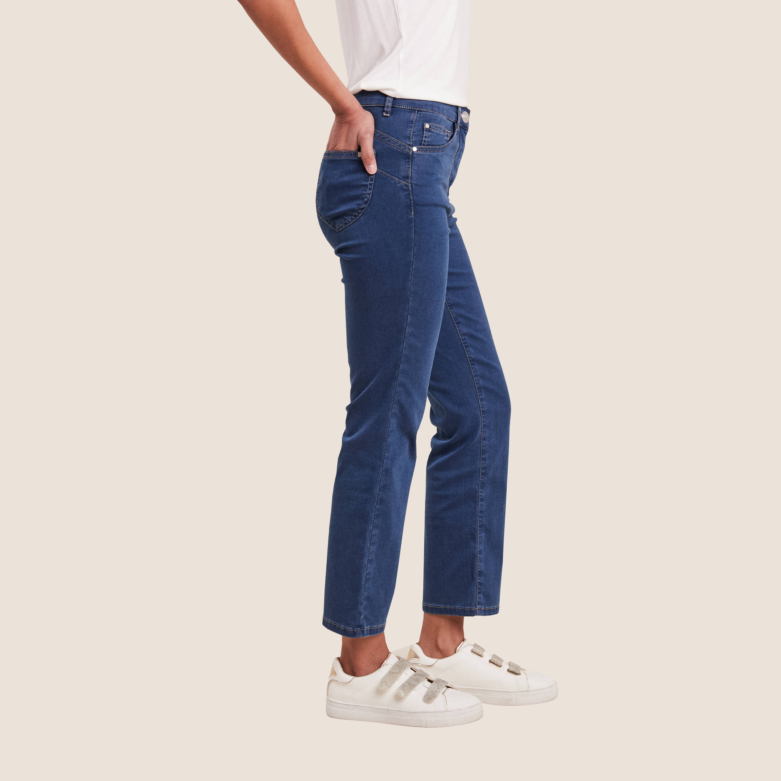 jean droit taille haute 78eme denim double stone femme Jean droit taille haute 7/8ème denim double stone femme
