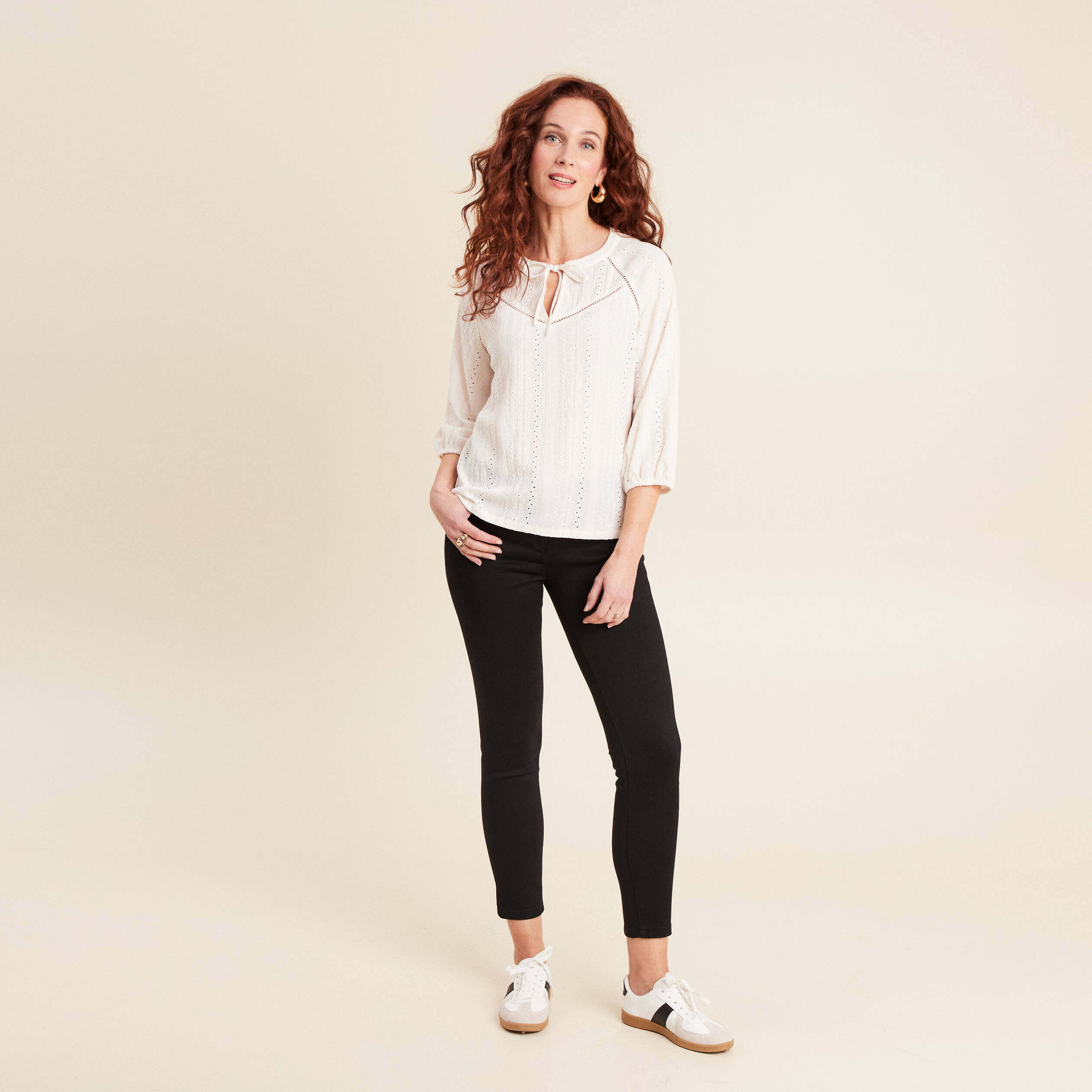 blouse manches 34 ecru femme Blouse manches 3/4 ecru femme
